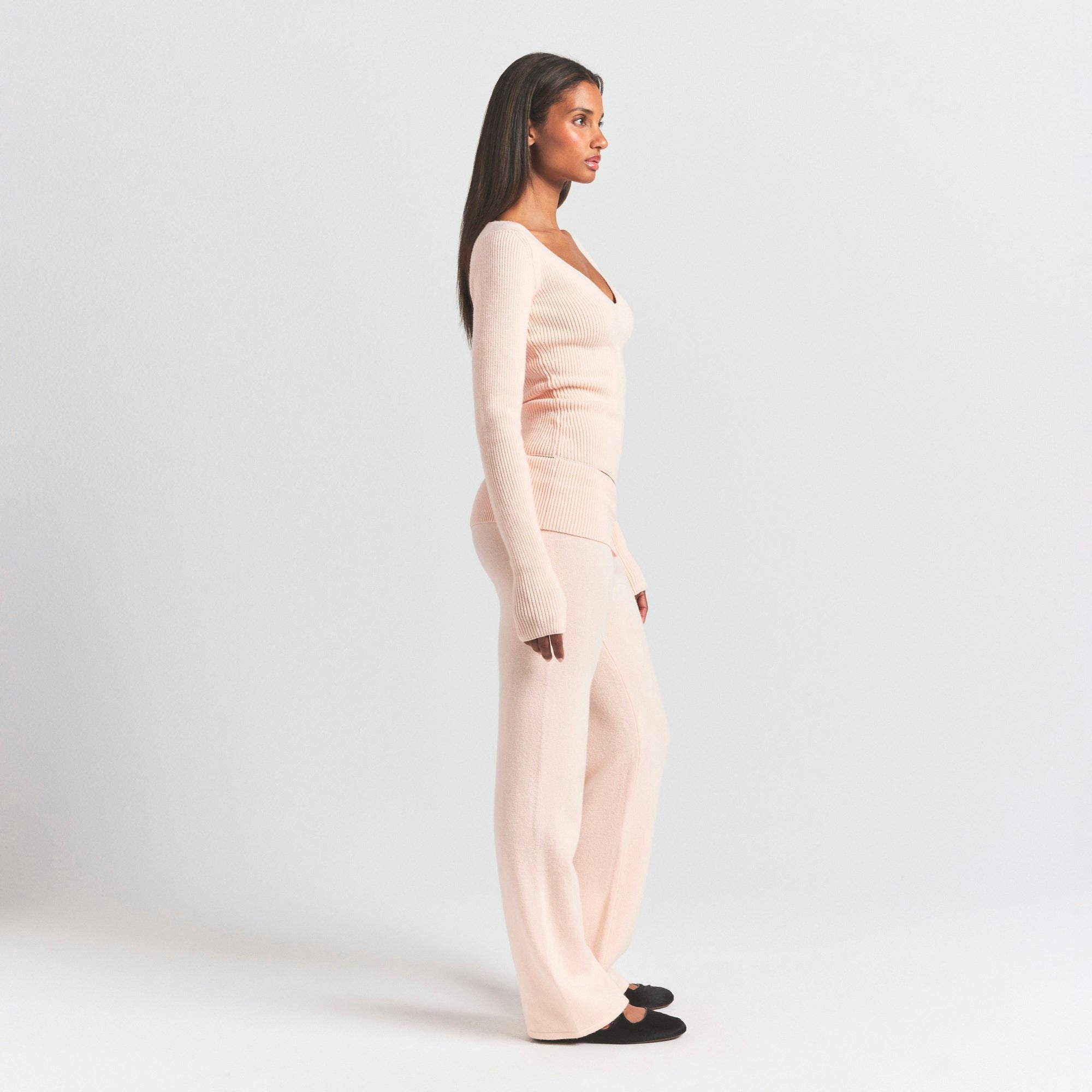 Skims Sweater Knits Ribbed Long Sleeve Top Primrose