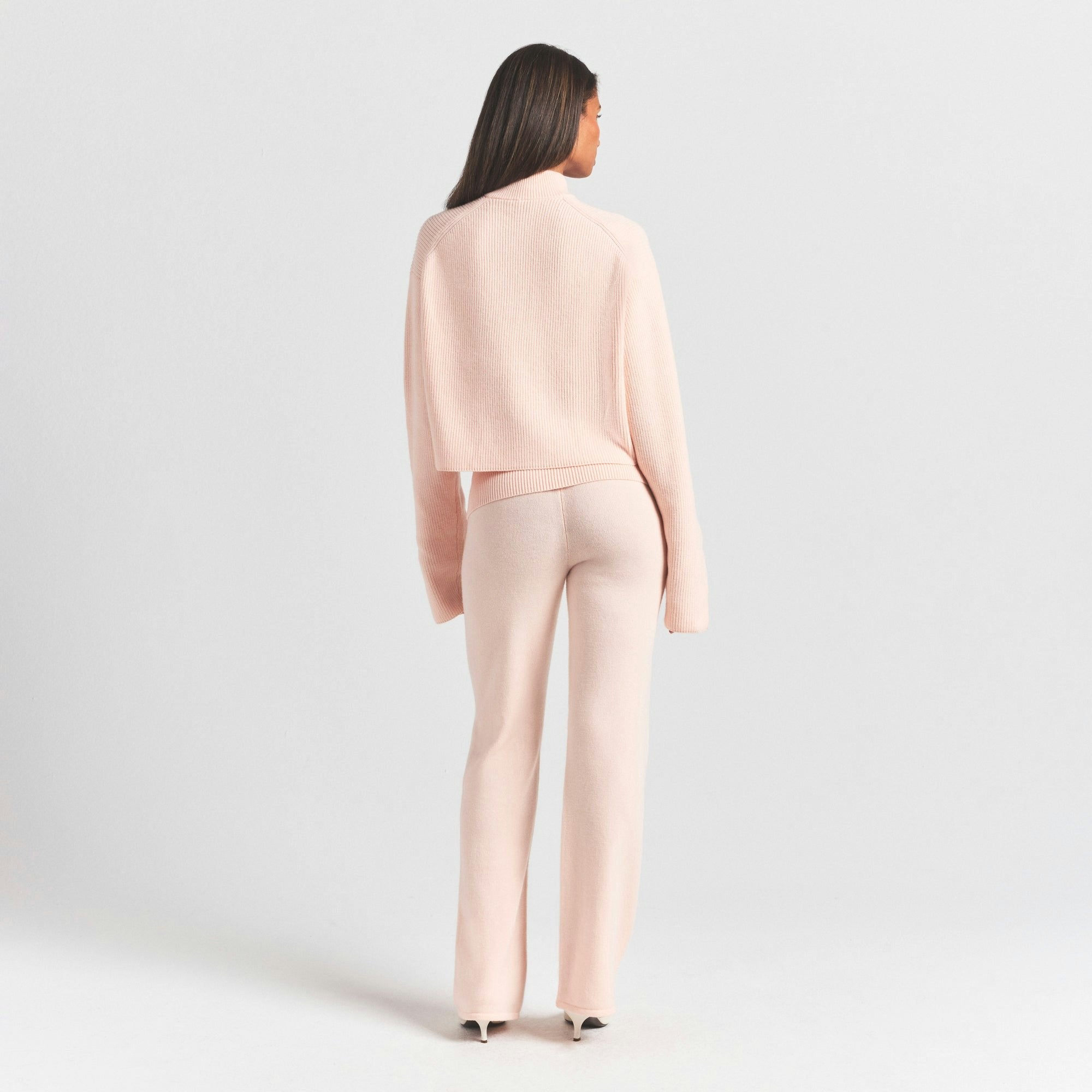 Skims Sweater Knits Ribbed Mock Neck Zip Up Primrose