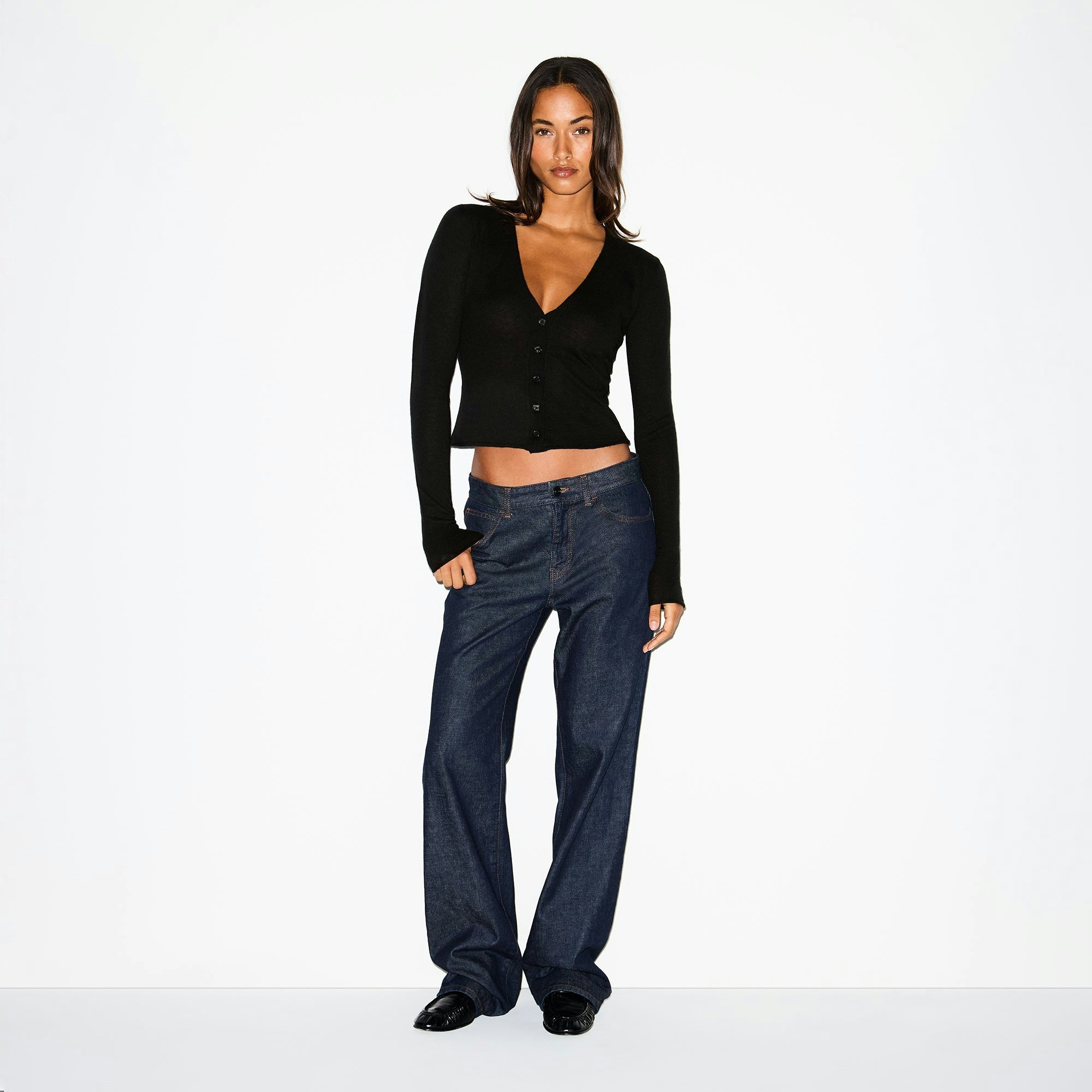 Skims Featherweight Cashmere Cardigan Onyx