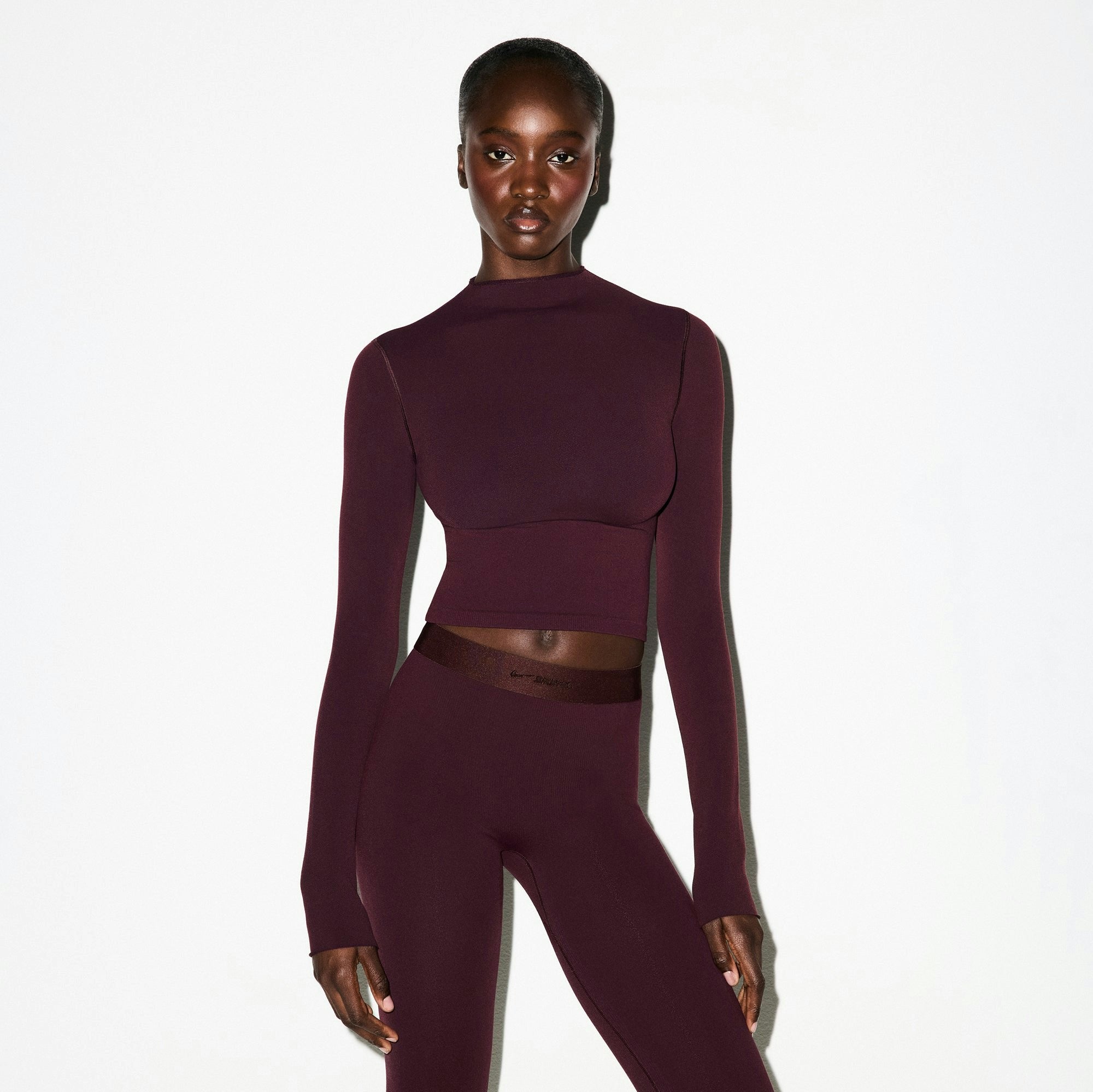 Skims Nikeskims Vintage Seamless Mock Neck Crop Top Currant