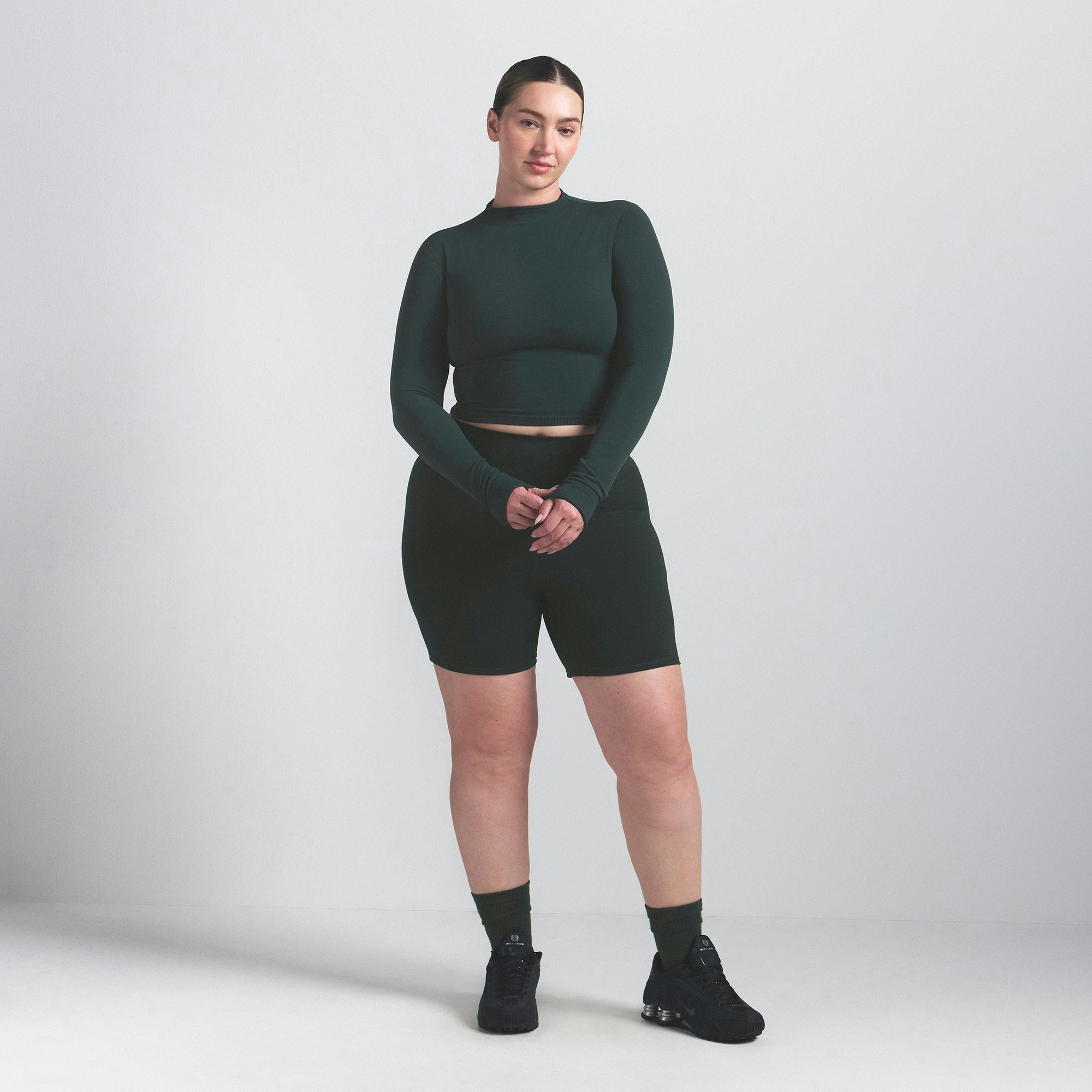 Skims Nikeskims Vintage Seamless Mock Neck Crop Top Dark Teal