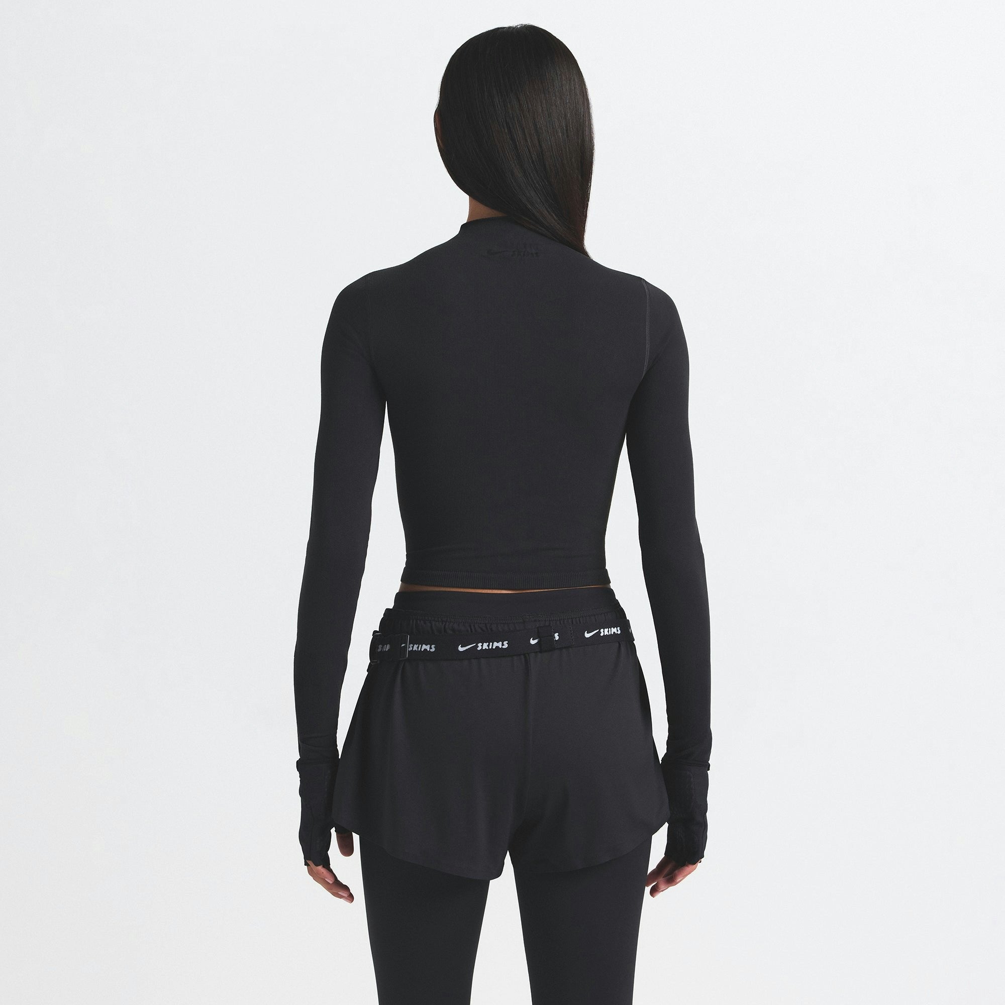 Skims Nikeskims Vintage Seamless Mock Neck Crop Top Obsidian