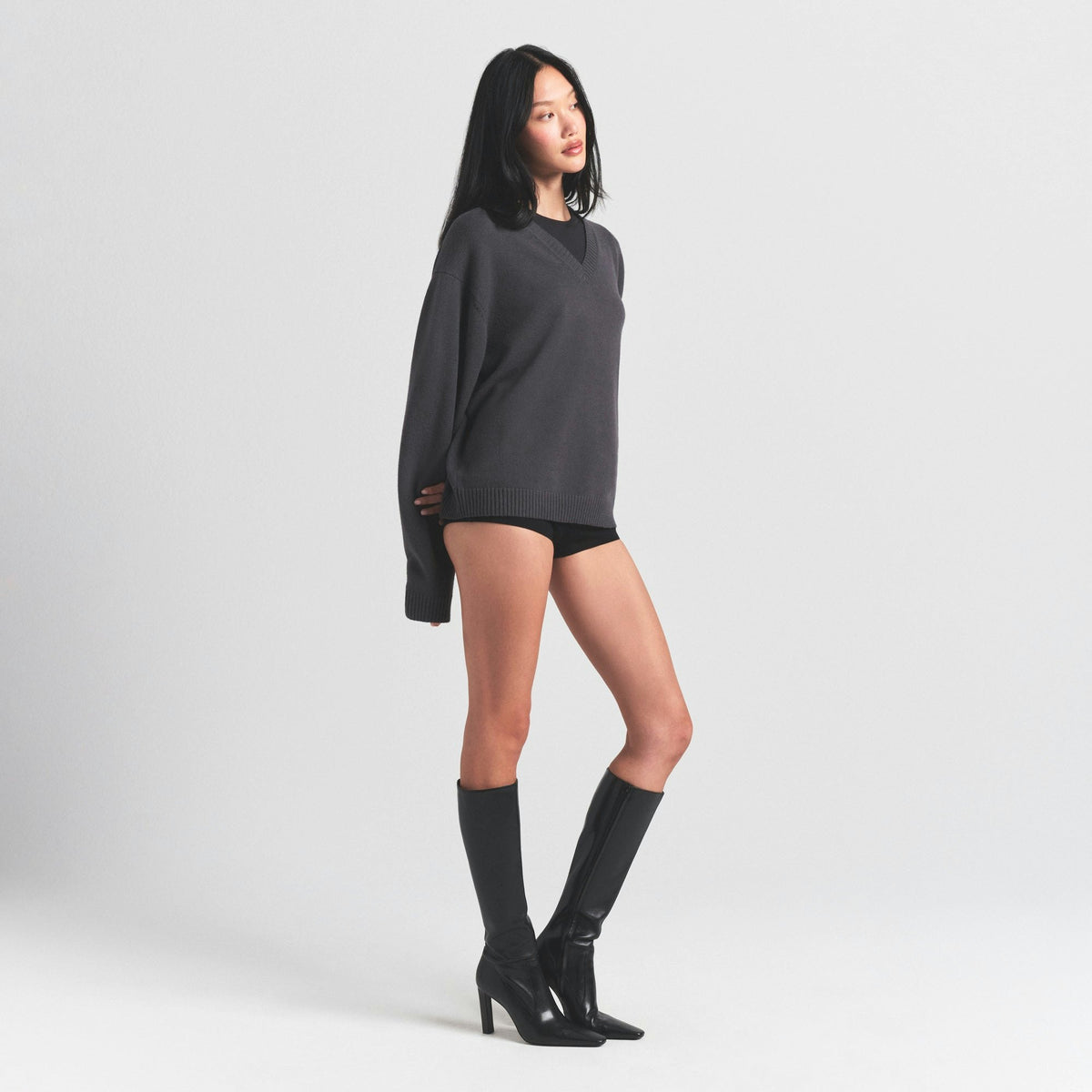 Skims Sweater Knits Pullover V Neck Ash