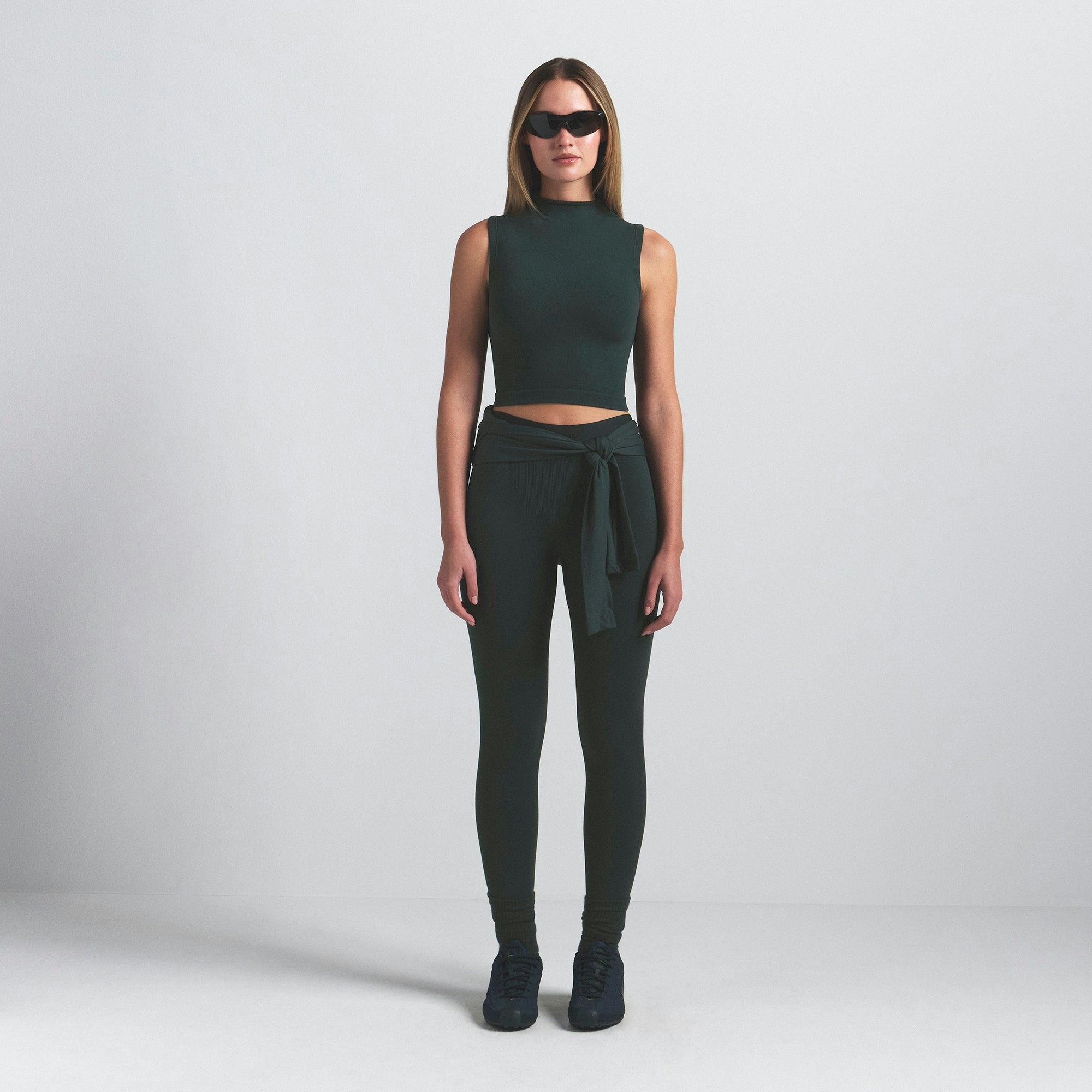 Skims Nikeskims Vintage Seamless Mock Neck Bra Top Dark Teal