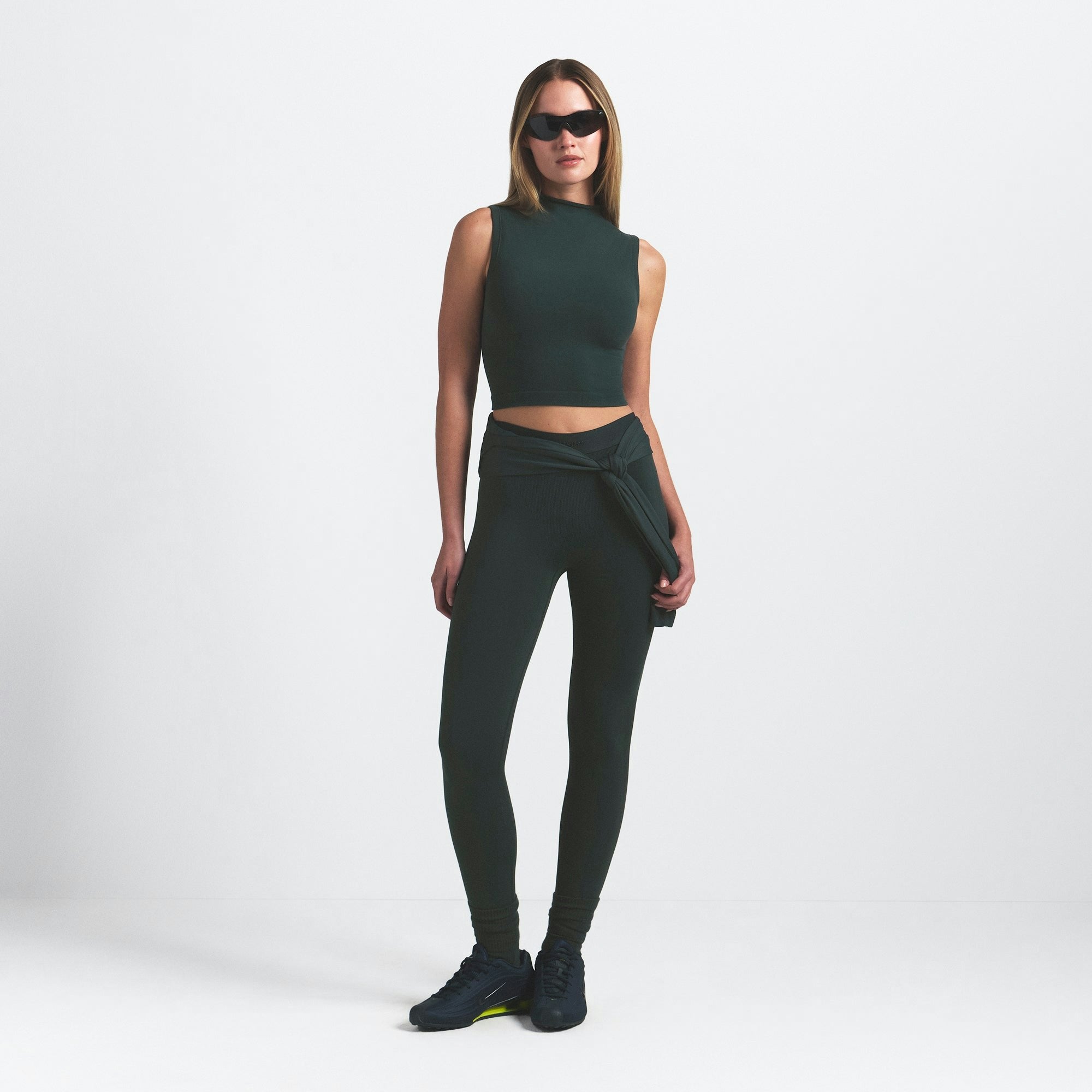 Skims Nikeskims Vintage Seamless Mock Neck Bra Top Dark Teal