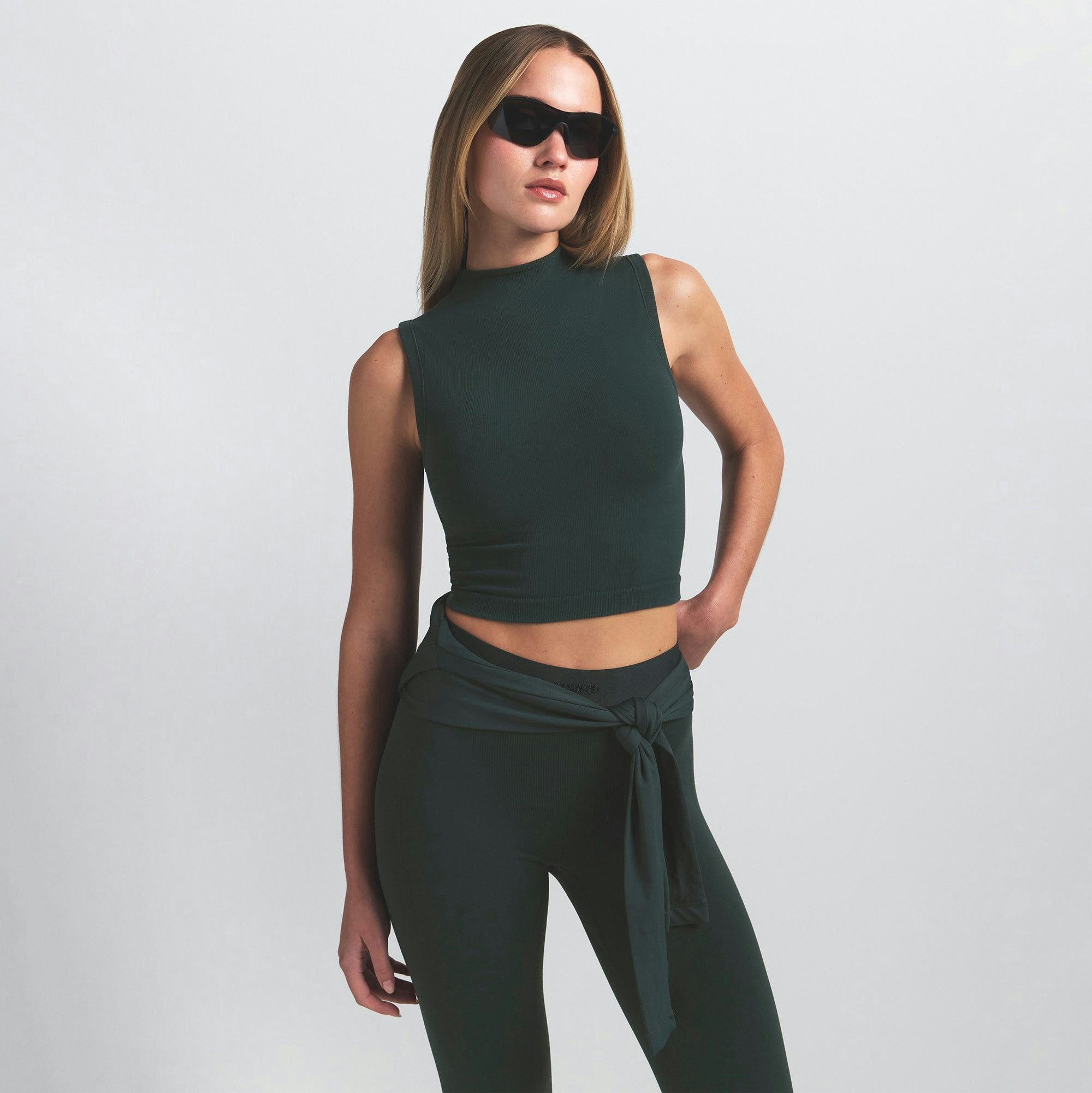 Skims Nikeskims Vintage Seamless Mock Neck Bra Top Dark Teal