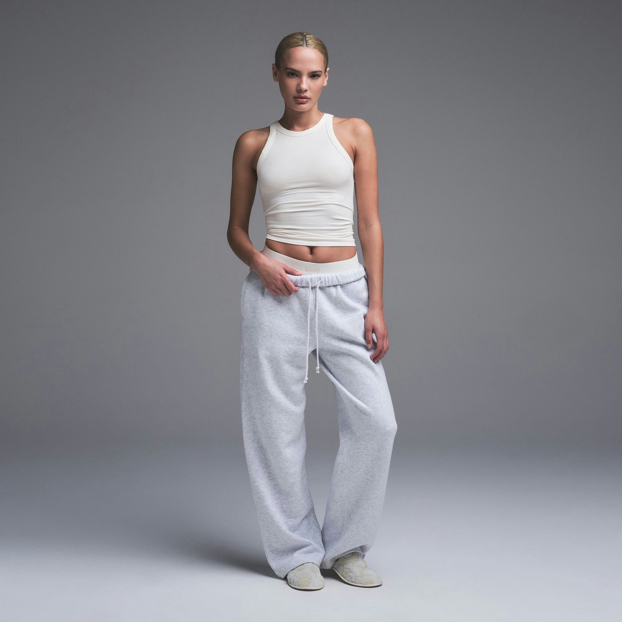 Skims Cotton Jersey Crew Neck Tank Marble