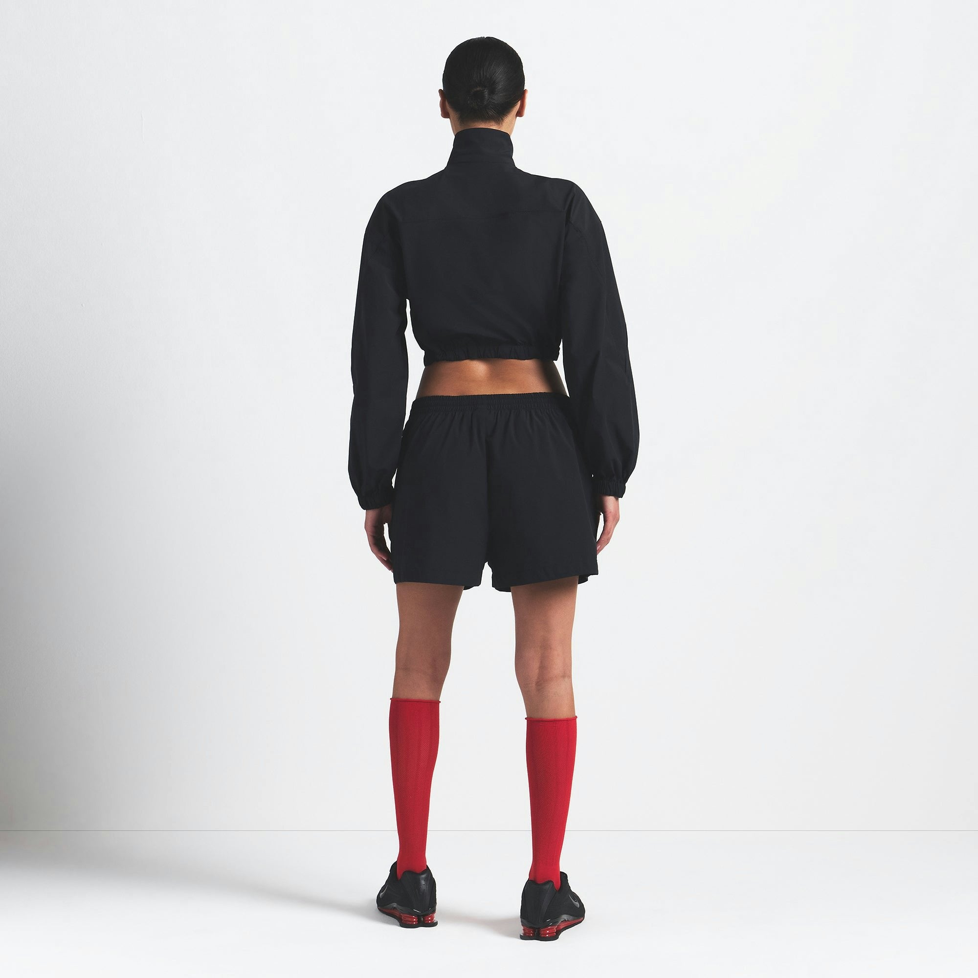 Skims Nikeskims Woven Nylon Crop Jacket Obsidian