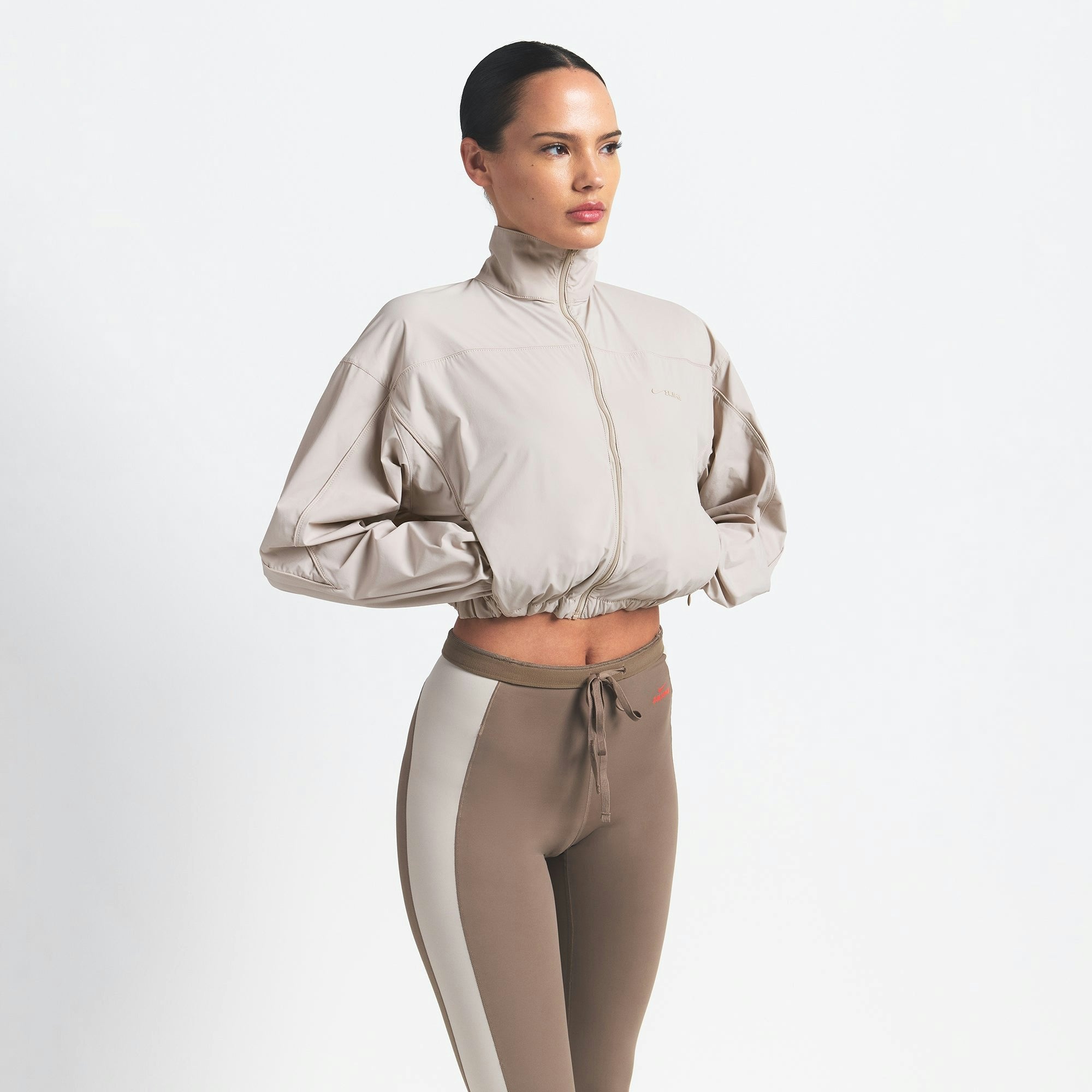 Skims Nikeskims Woven Nylon Crop Jacket Stone