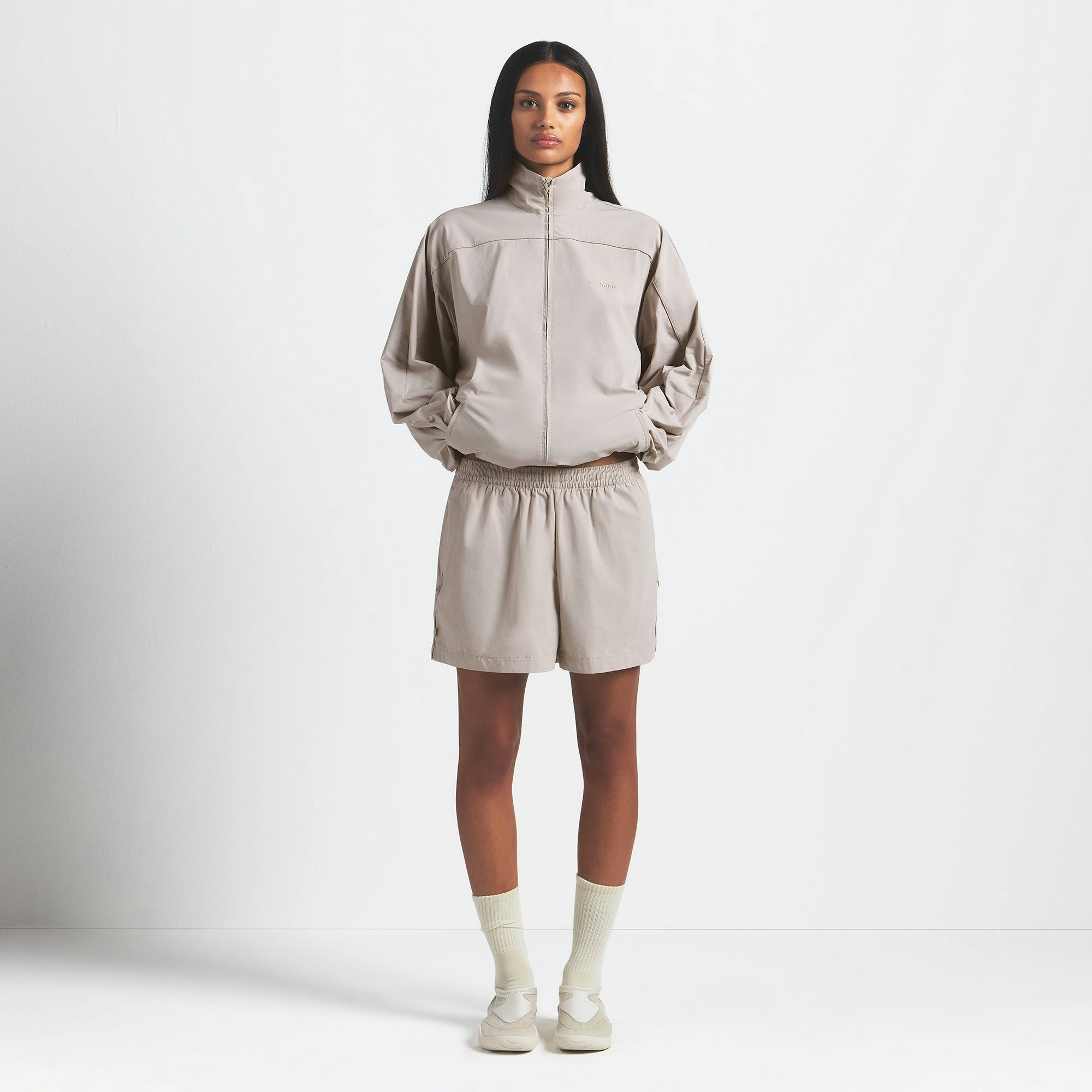 Skims Nikeskims Woven Nylon Oversized Track Jacket Stone