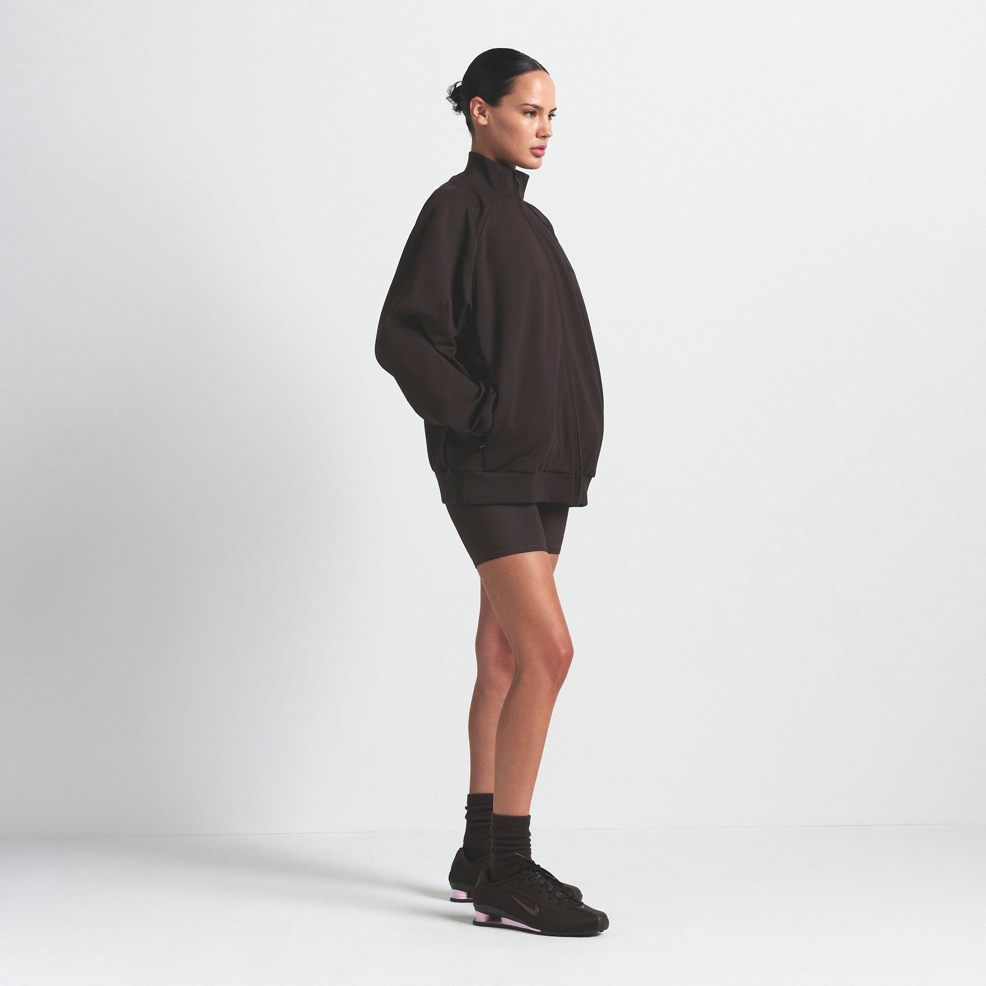 Skims Nikeskims Matte Tricot Oversized Track Jacket Dark Roast