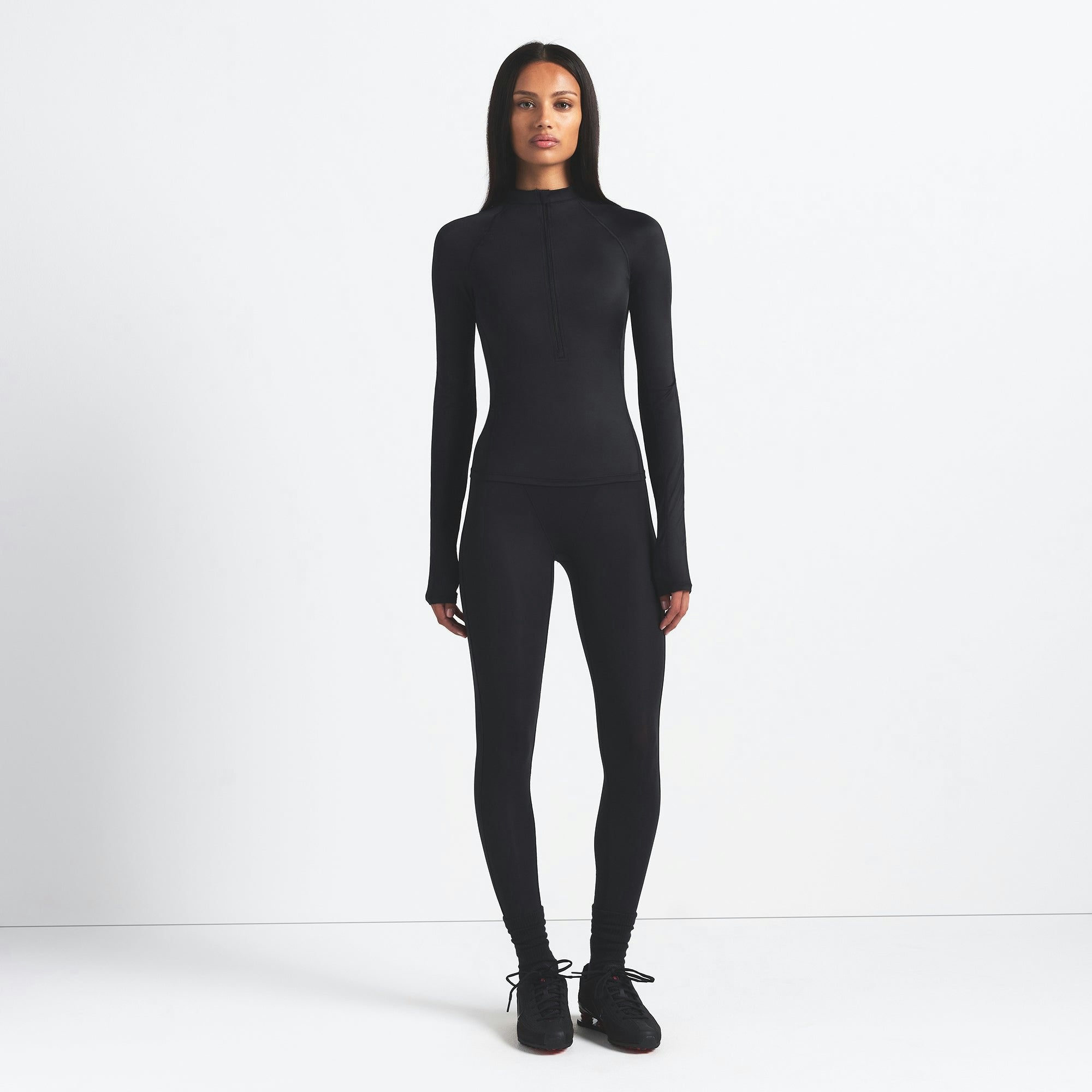Skims Nikeskims Shine Long Sleeve Half Zip Obsidian