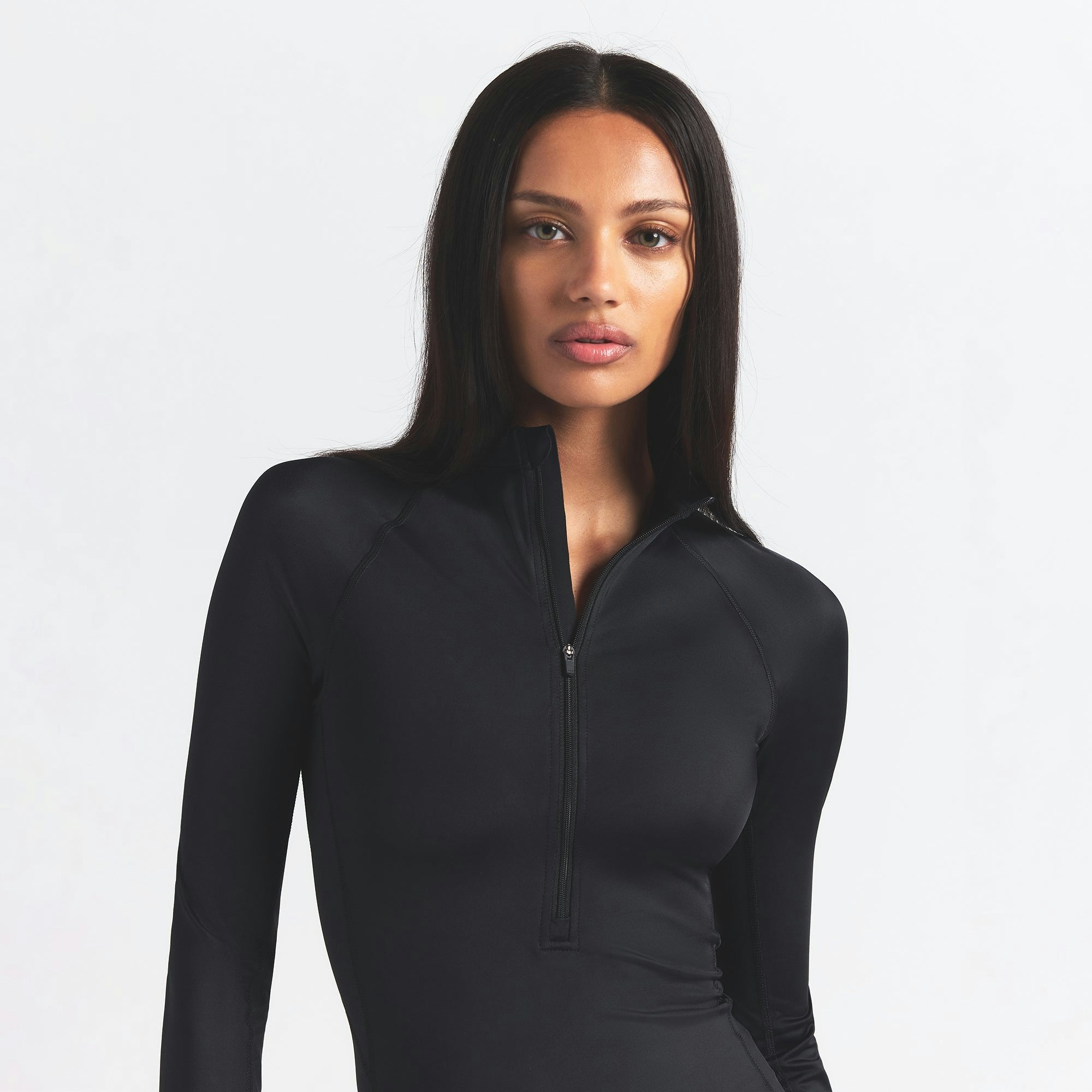 Skims Nikeskims Shine Long Sleeve Half Zip Obsidian