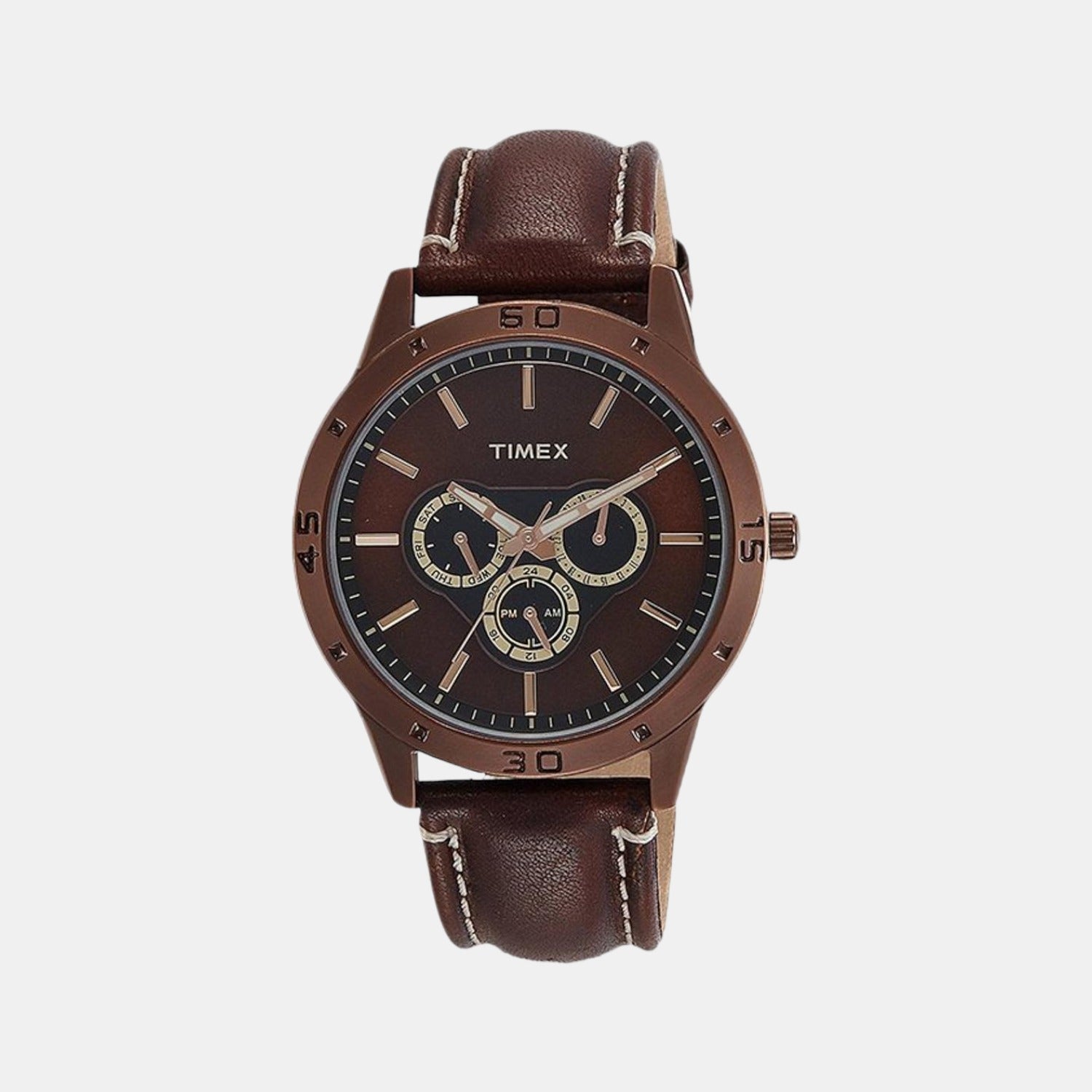 Timex Trendline Men Quartz Dial Multi-Function Leather Watch Tw000U914