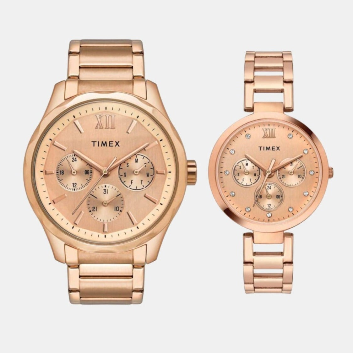 Timex Trendline Couple Quartz Dial Multi-Function Stainless Steel Watch Tw00Pr266