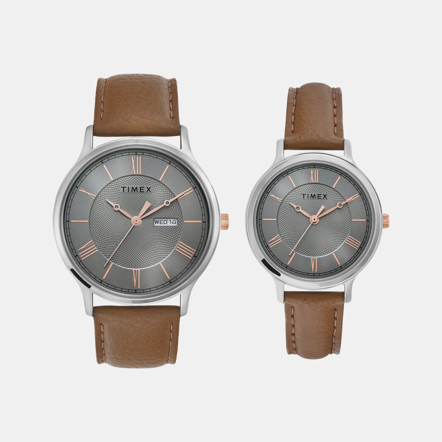 Timex Trendline Couple Quartz Dial Analog Leather Watch Tw00Pr300