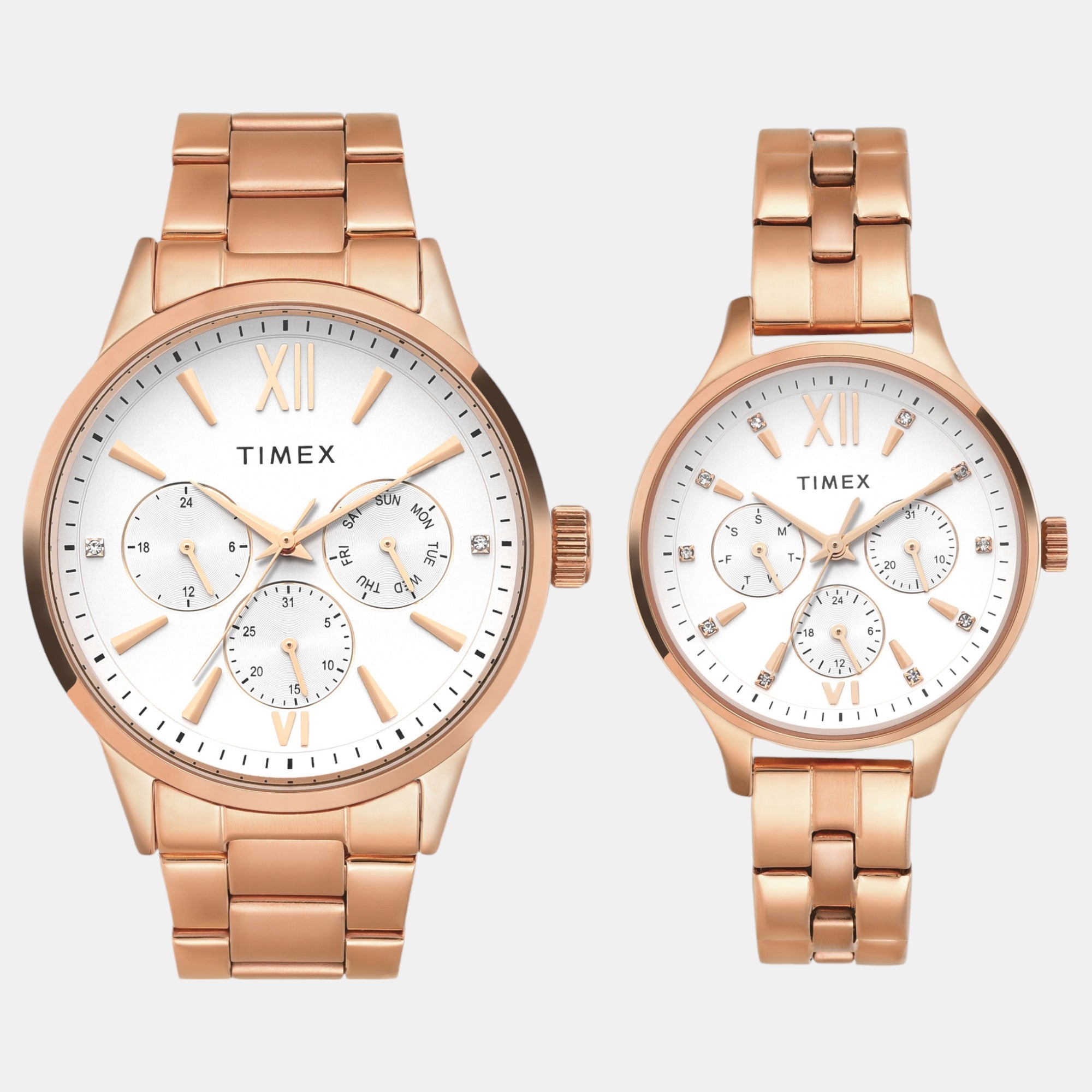 Timex Trendline Couple Quartz Dial Multi-Function Stainless Steel Watch Tw00Pr304