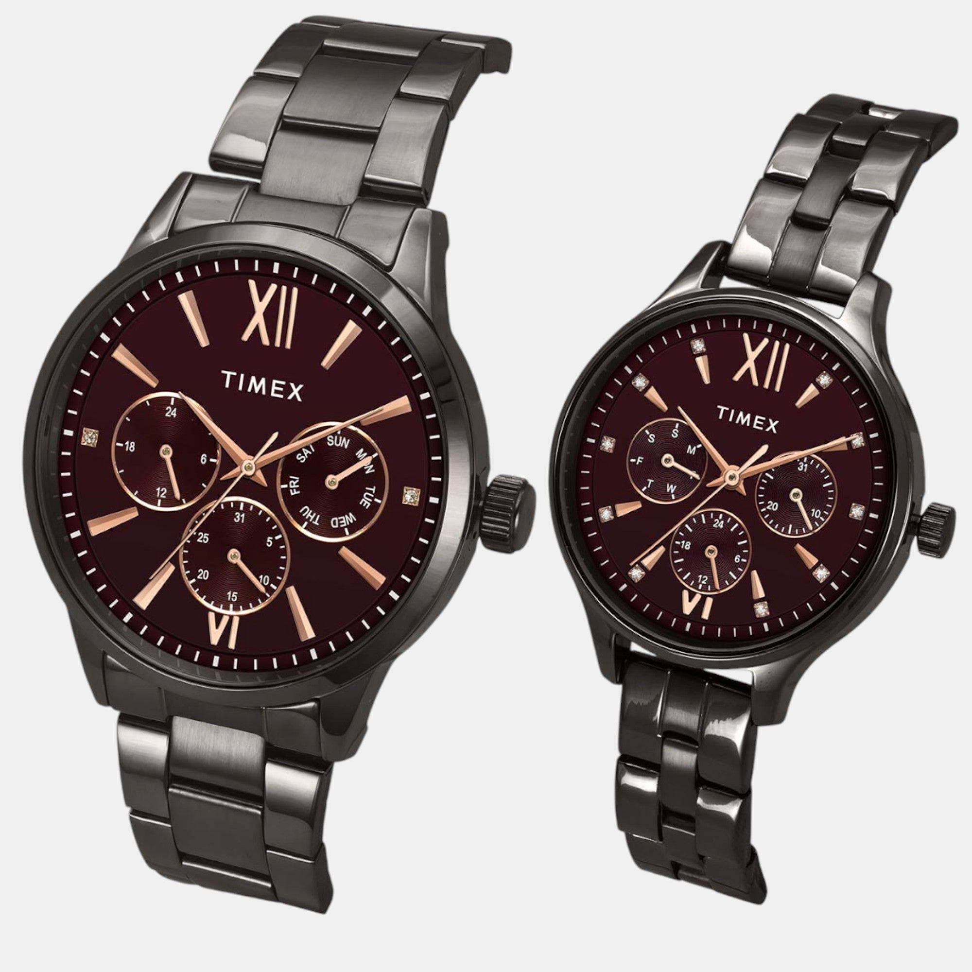 Timex Trendline Couple Quartz Dial Multi-Function Stainless Steel Watch Tw00Pr314