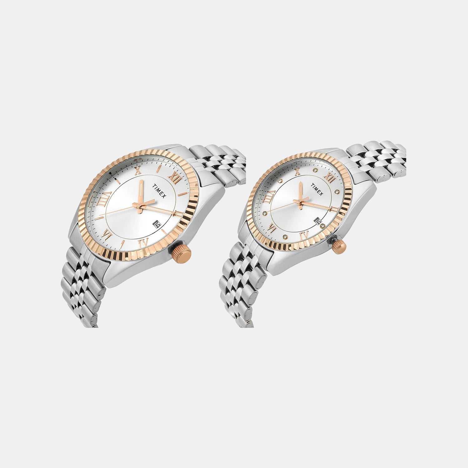 Timex Trendline Couple Quartz Dial Analog Stainless Steel Watch Tw00Pr343