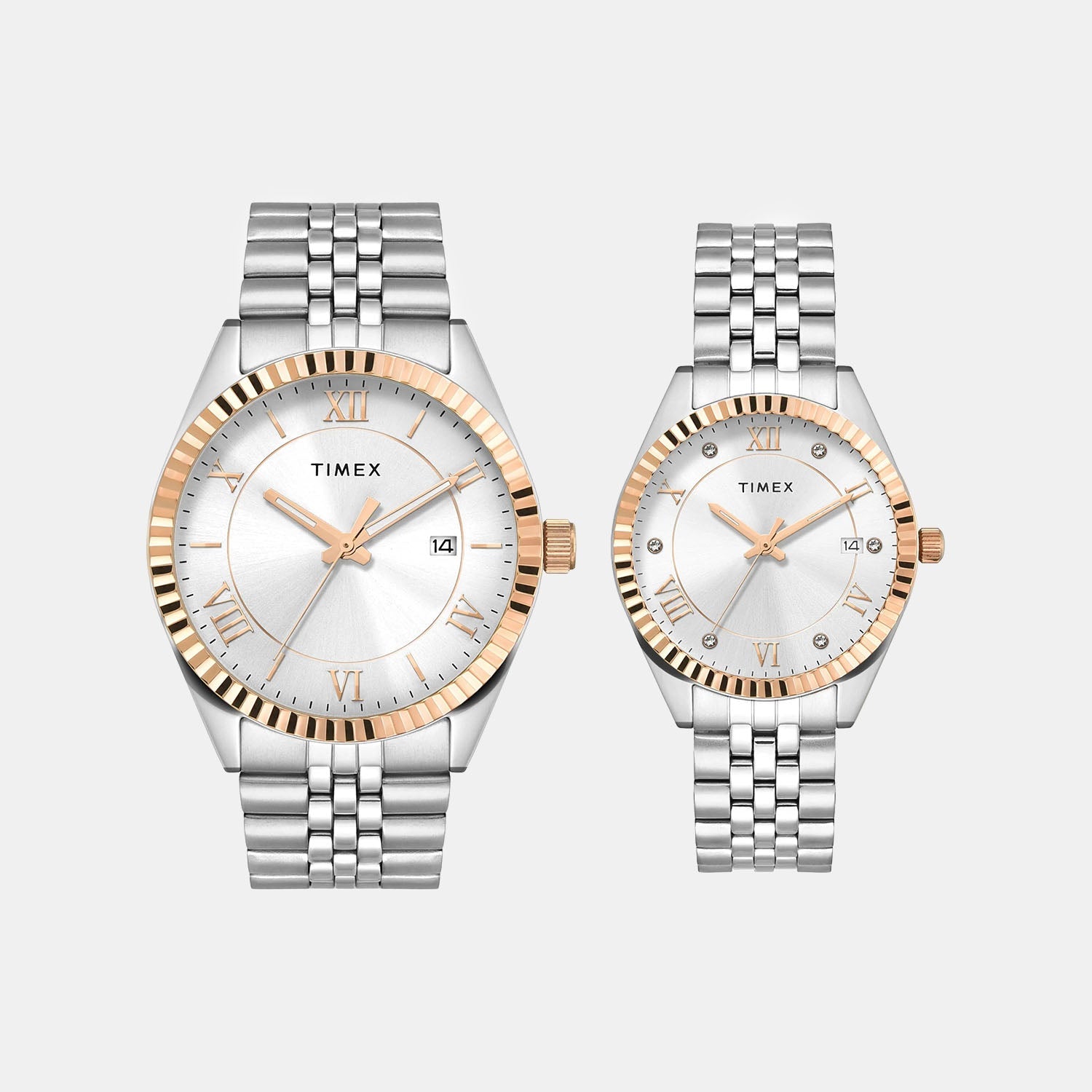 Timex Trendline Couple Quartz Dial Analog Stainless Steel Watch Tw00Pr343