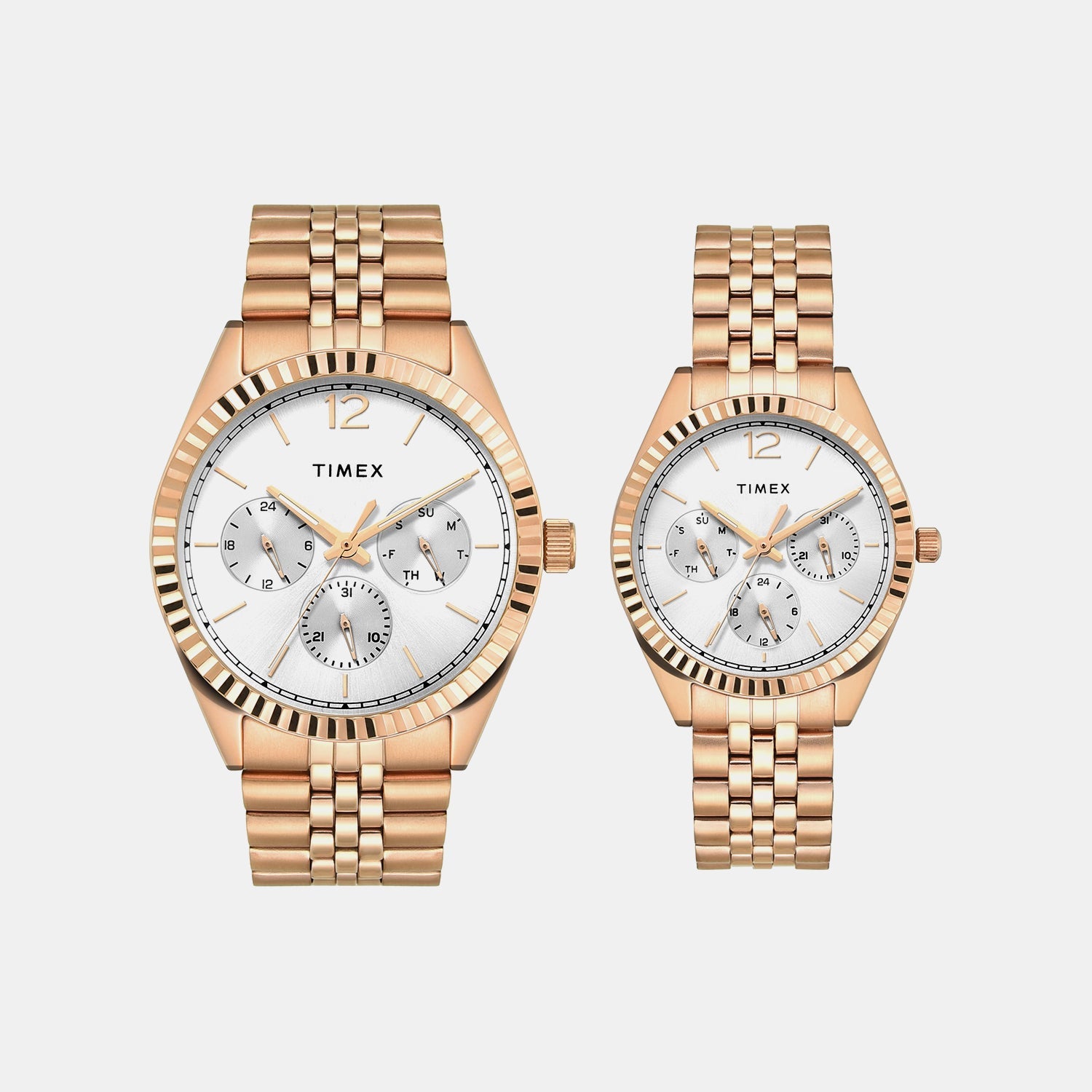 Timex Trendline Couple Quartz Dial Multi-Function Stainless Steel Watch Tw00Pr346