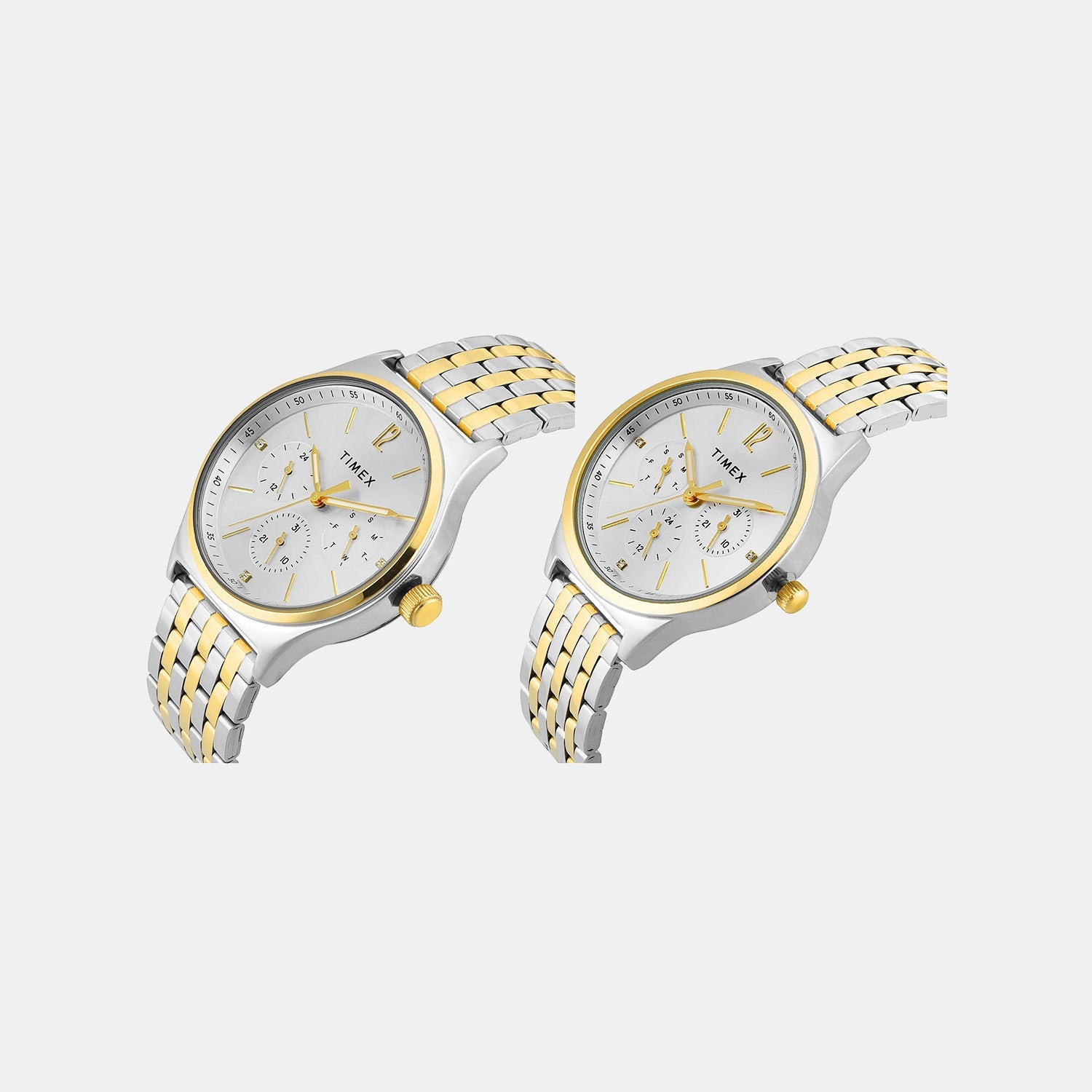 Timex Trendline Couple Quartz Dial Multi-Function Stainless Steel Watch Tw00Pr350