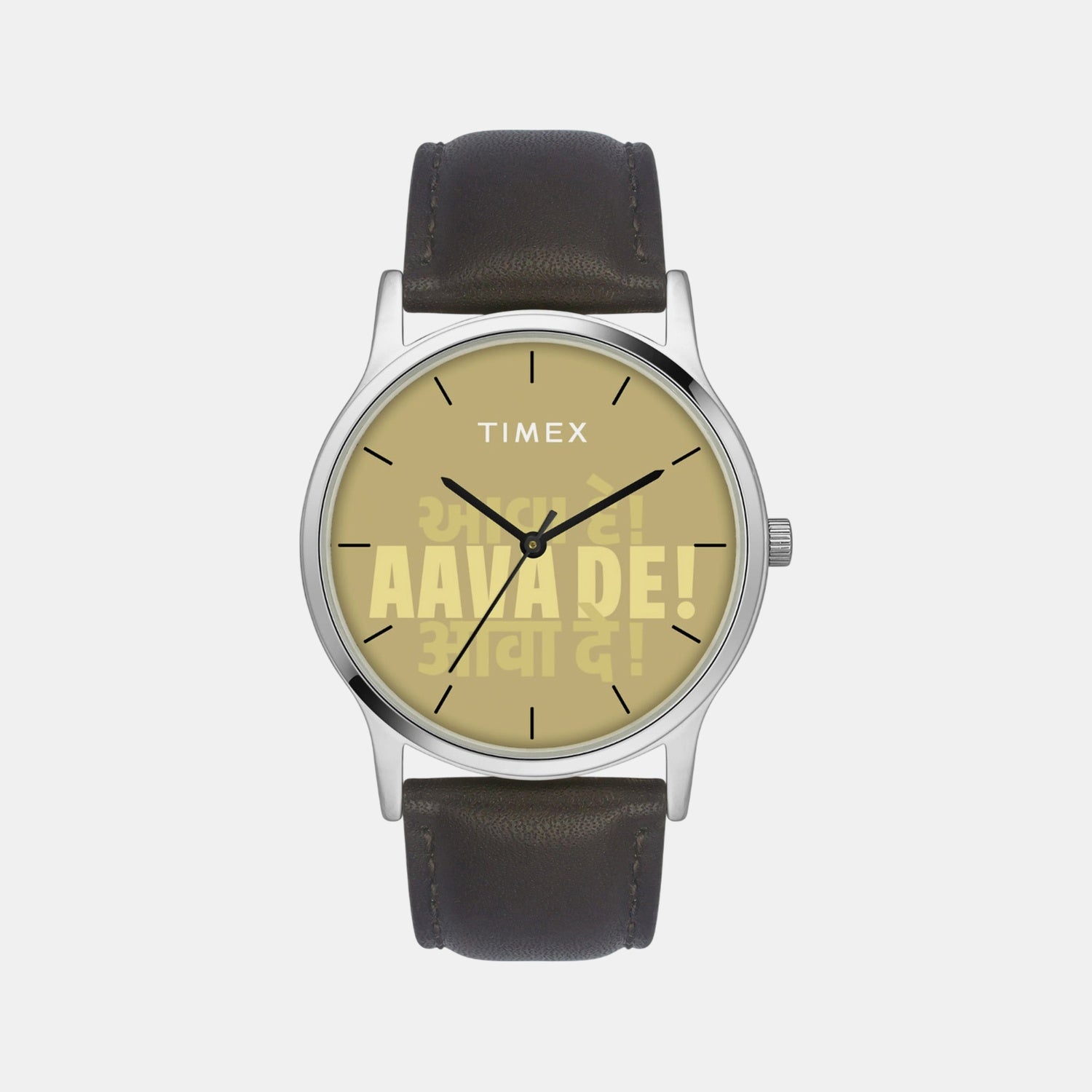 Timex Men Quartz Gold Dial Analog Leather Watch Tw00Zr562
