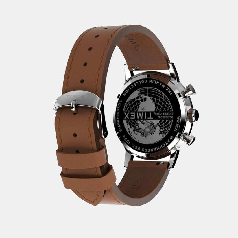 Timex Marlin Men Quartz Green Dial Chronograph Leather Watch Tw2W10100Uj