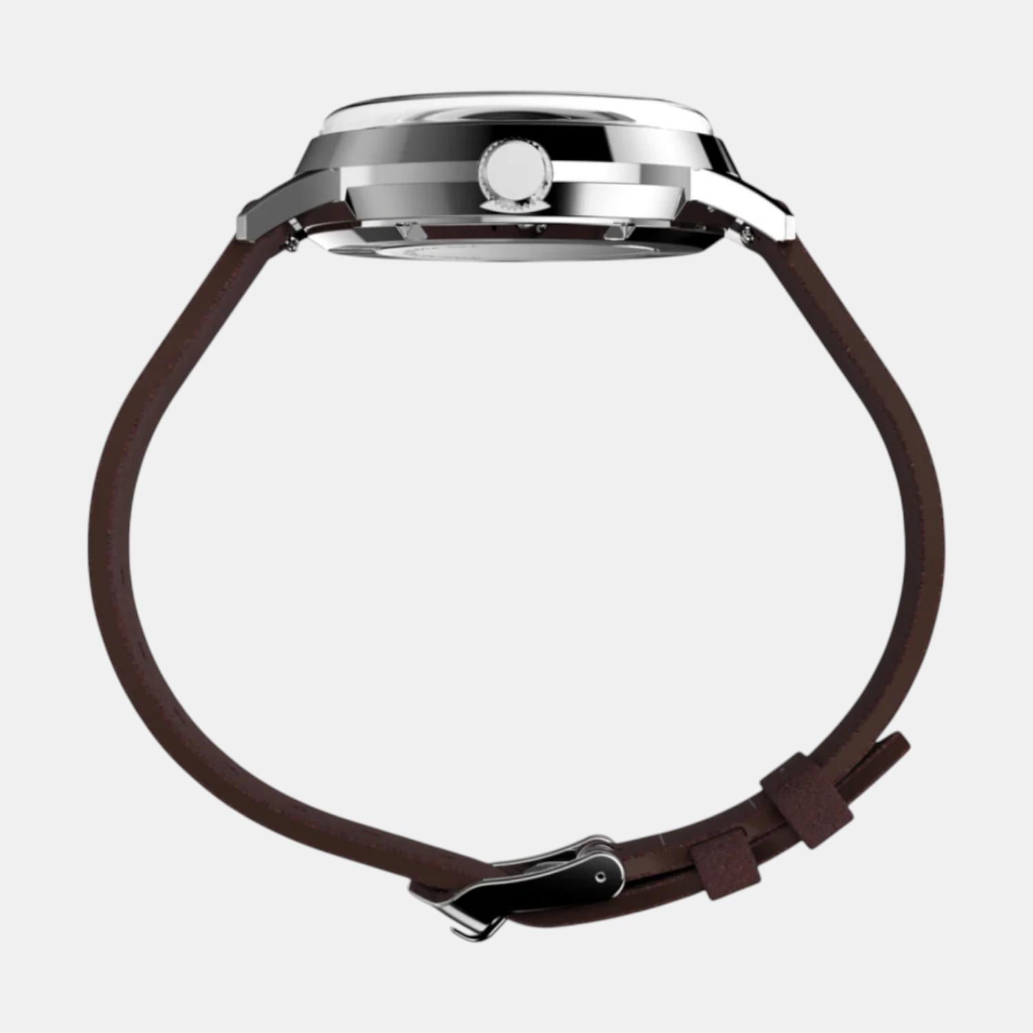 Timex Men Automatic Brown Dial Analog Leather Watch Tw2W33800U9