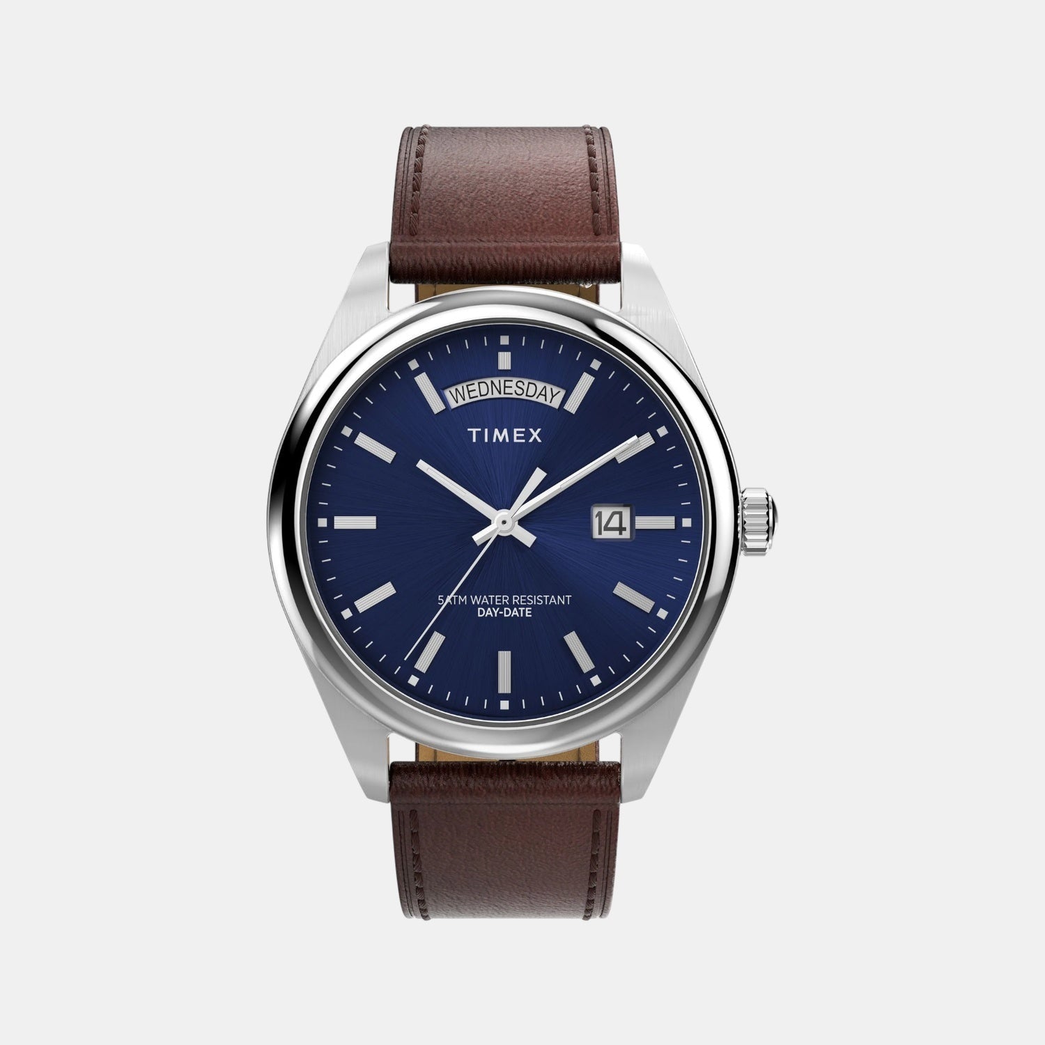 Timex Men Quartz Blue Dial Analog Leather Watch Tw2W57200Uj