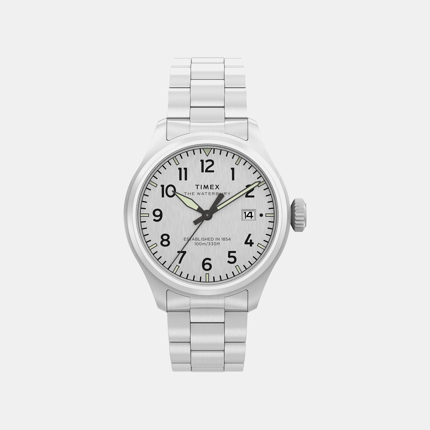Timex Waterbury Men Quartz Silver Dial Analog Stainless Steel Watch Tw2Y18800Uj