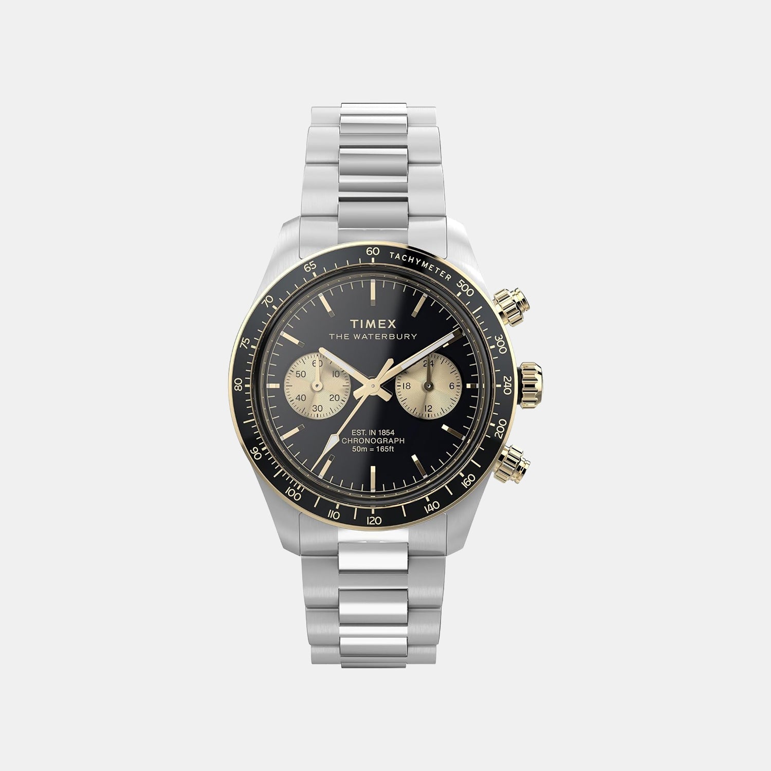 Timex Men Quartz Black Dial Chronograph Steel Watch Tw2Y24000Ik
