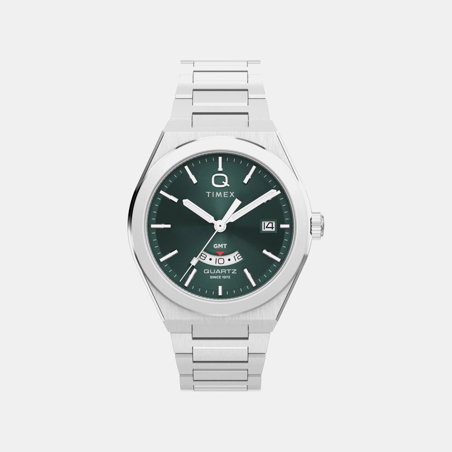 Timex Q Timex Men Quartz Green Dial Analog Stainless Steel Watch Tw2Y24800Uj