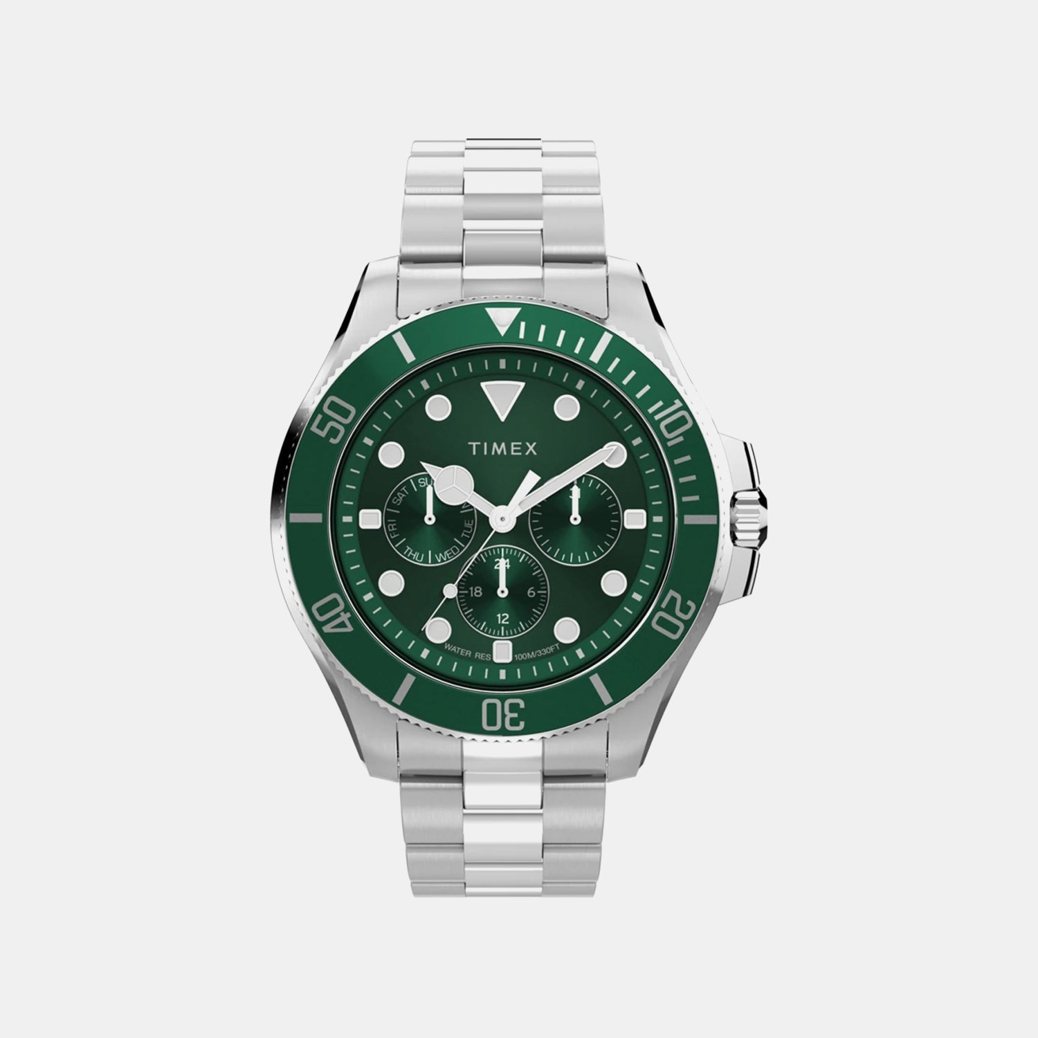 Timex Men Quartz Green Dial Multi-Function Stainless Steel Watch Tw2Y33200Uj