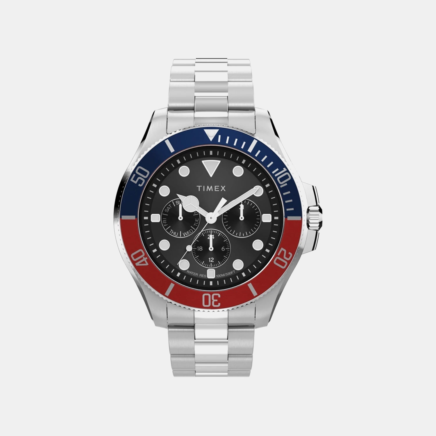 Timex Men Quartz Black Dial Multi-Function Stainless Steel Watch Tw2Y33300Uj