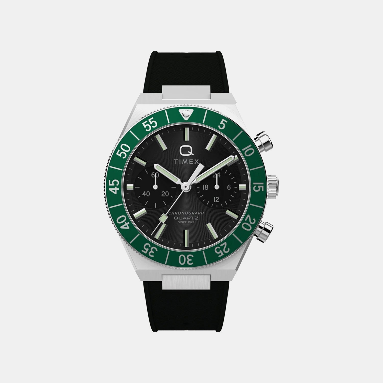 Timex Men Quartz Black Dial Chronograph Silicone Watch Tw2Y56100Uj
