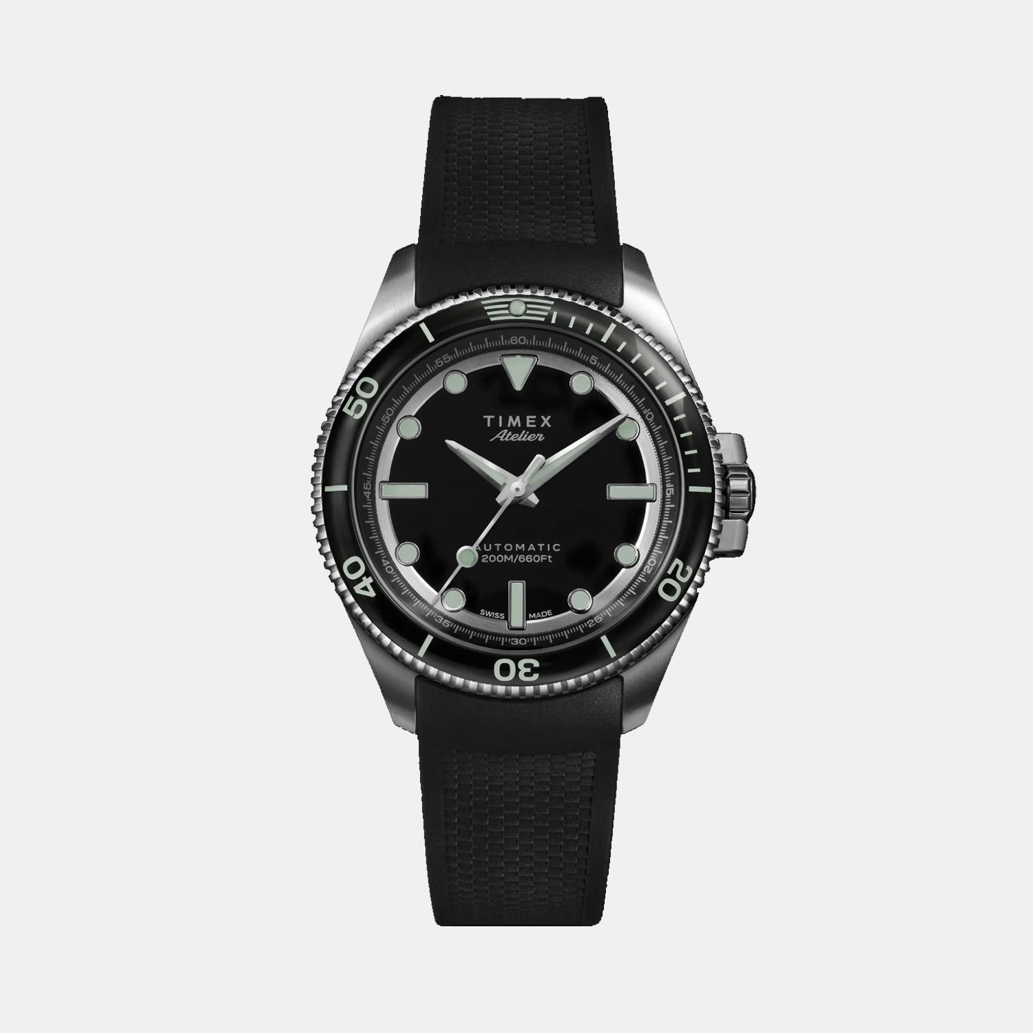 Timex Atelier Marine M1A Men Automatic Black Dial Analog Nbr Synthetic Rubber Watch Tw2Y726004A