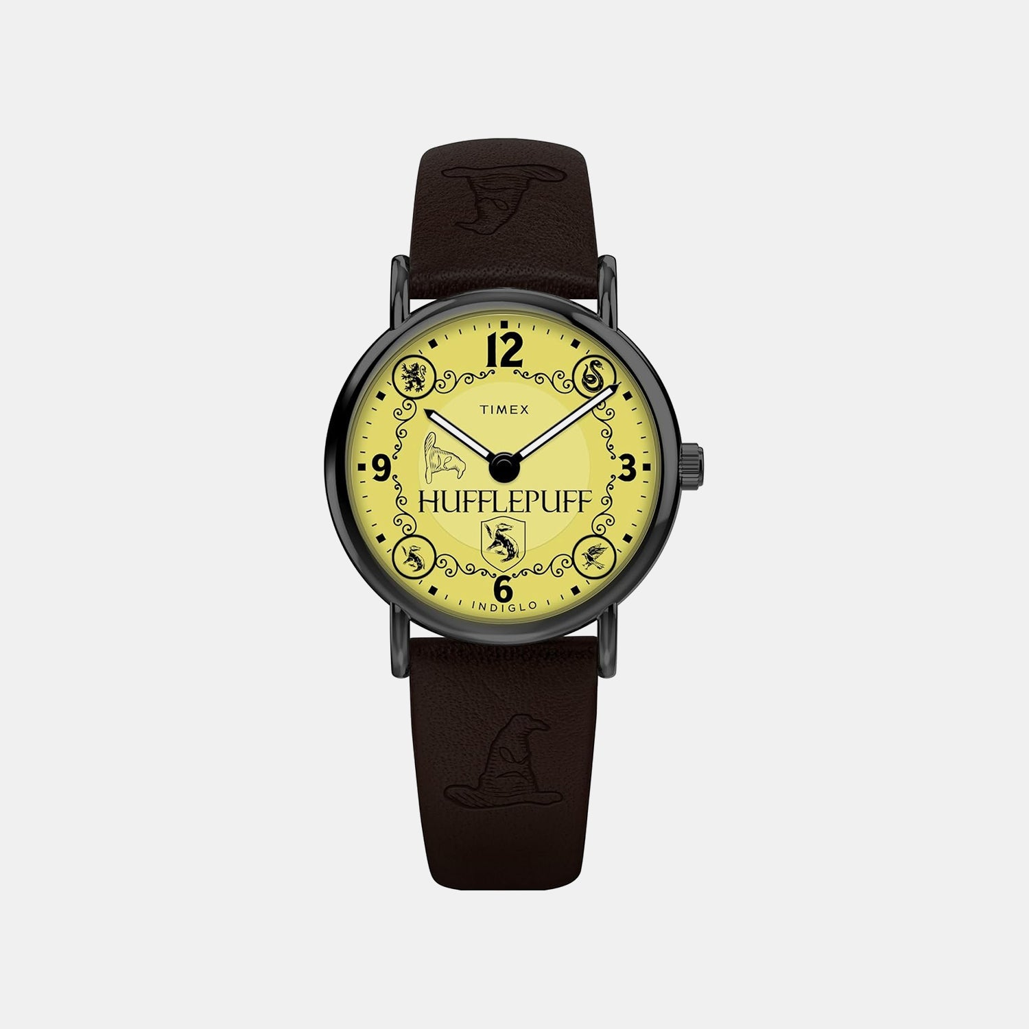 Timex Harry Potter X Timex Weekender Hufflepuff House Sorting Hat Indiglo Edition Leather Watch Tw2Y76600X6