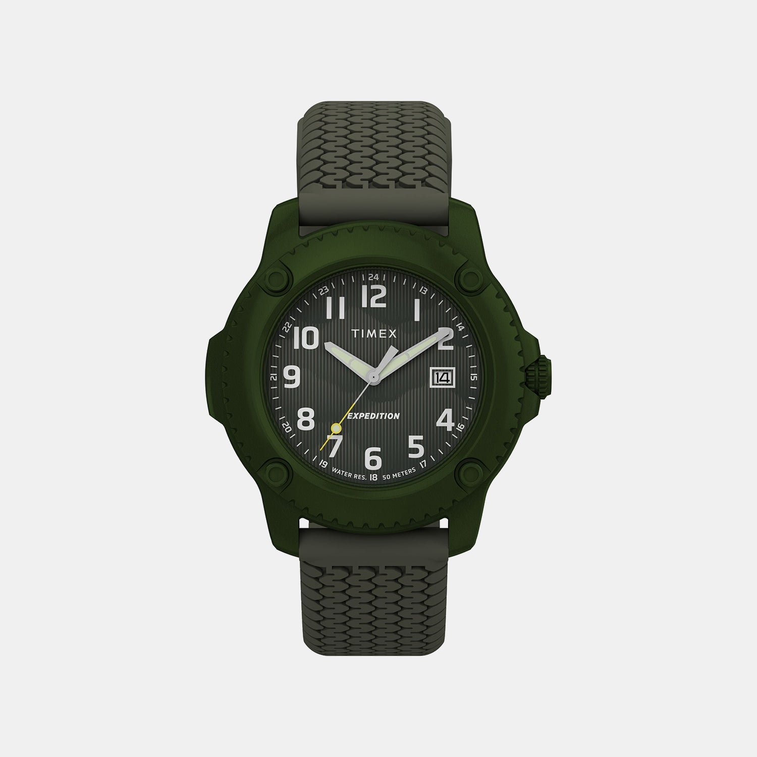 Timex Expedition Timber Men Quartz Green Dial Analog Silicone Watch Tw4B34700Uj