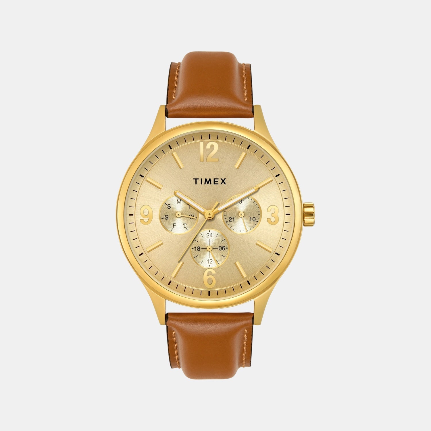 Timex Trendline Men Quartz Dial Multi-Function Leather Watch Tweg18439