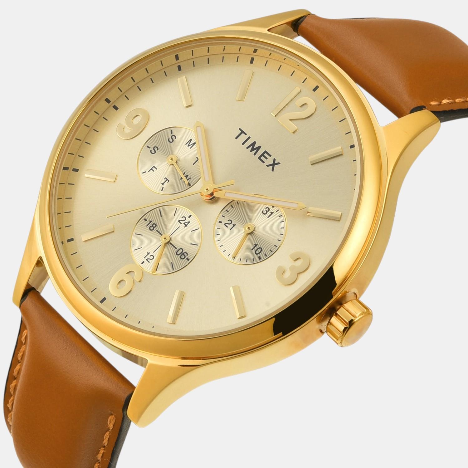 Timex Trendline Men Quartz Dial Multi-Function Leather Watch Tweg18439