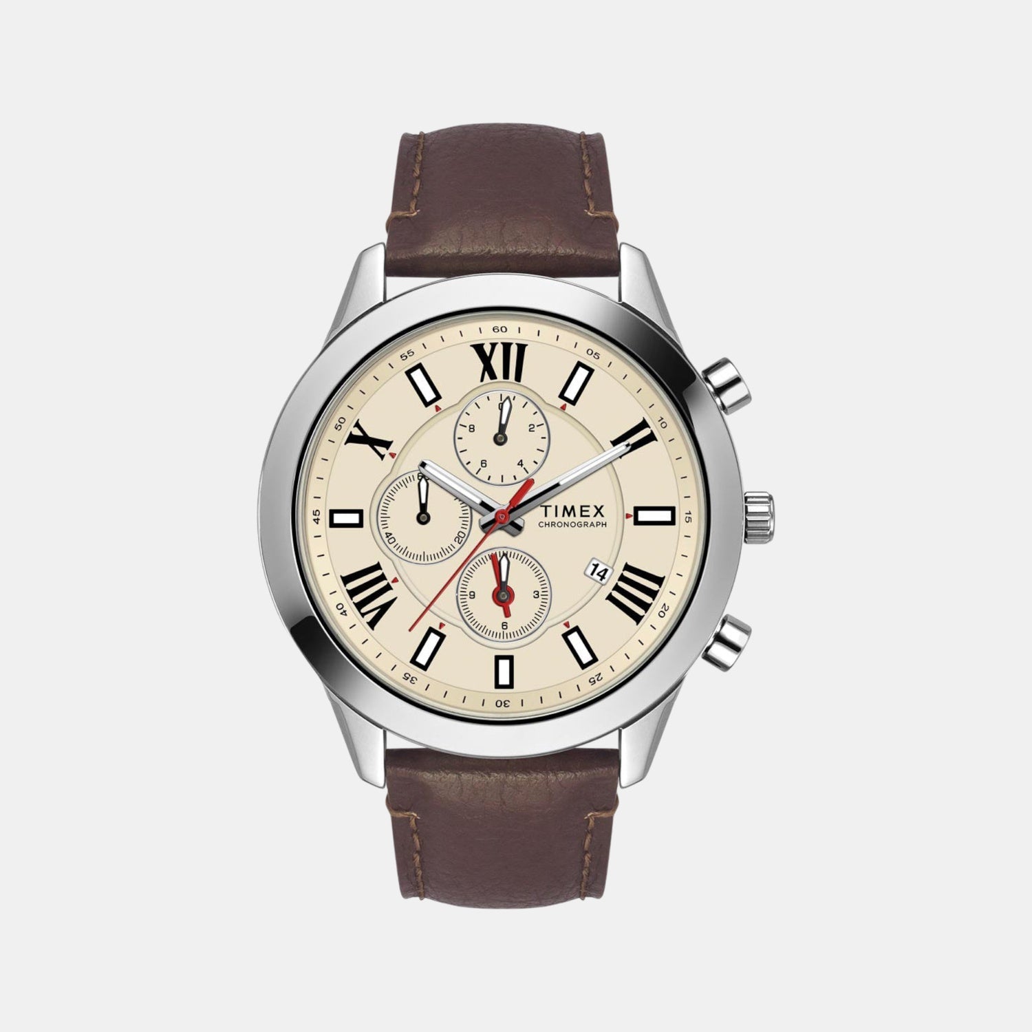 Timex Men Quartz Beige Dial Analog Leather Watch Tweg18510-Ex