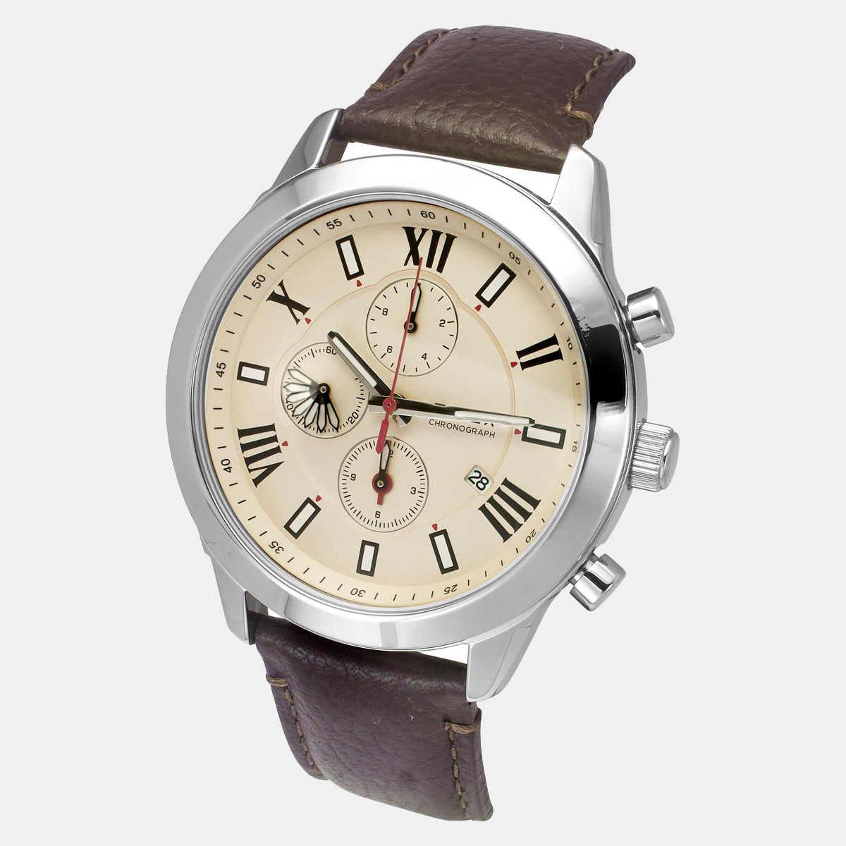 Timex Men Quartz Beige Dial Analog Leather Watch Tweg18510-Ex