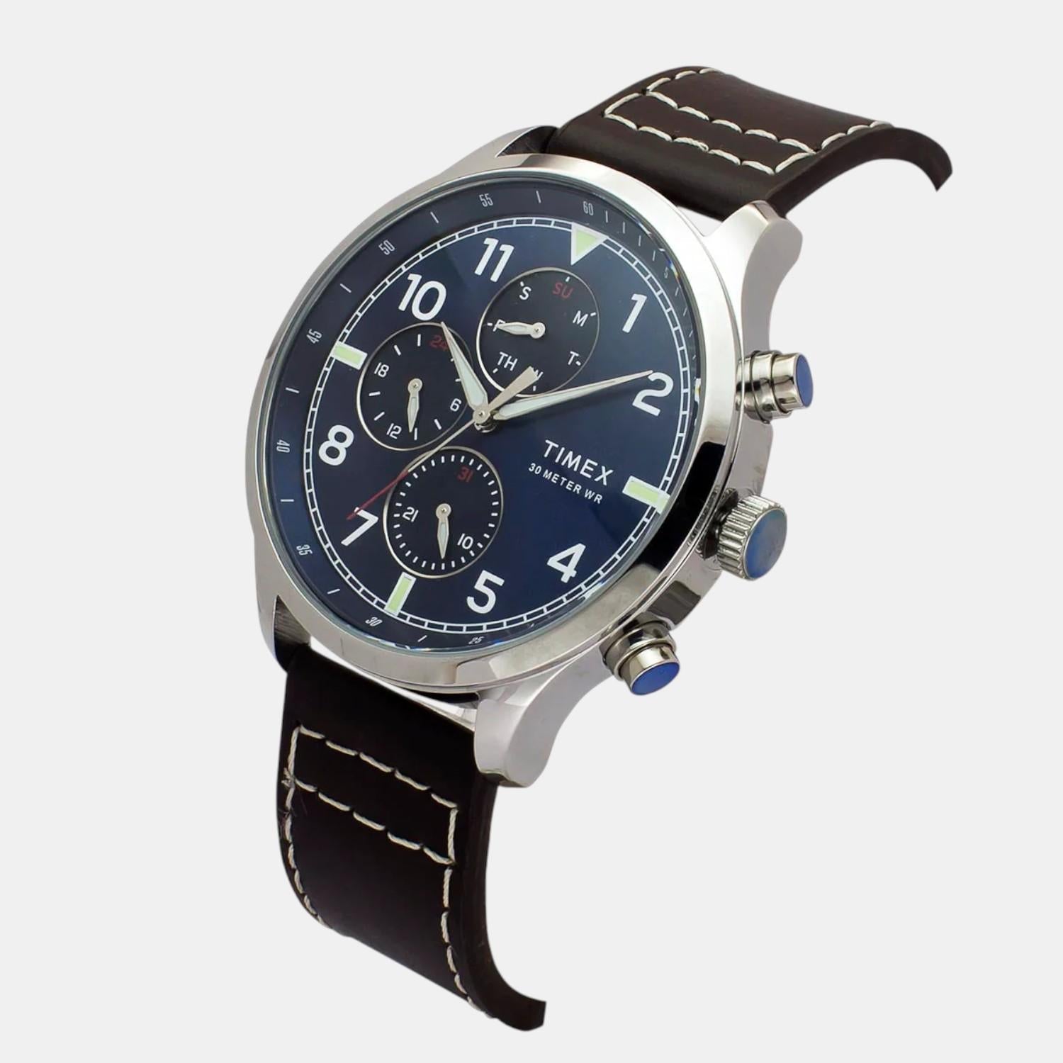Timex Trendline Men Quartz Dial Multi-Function Leather Watch Tweg23901