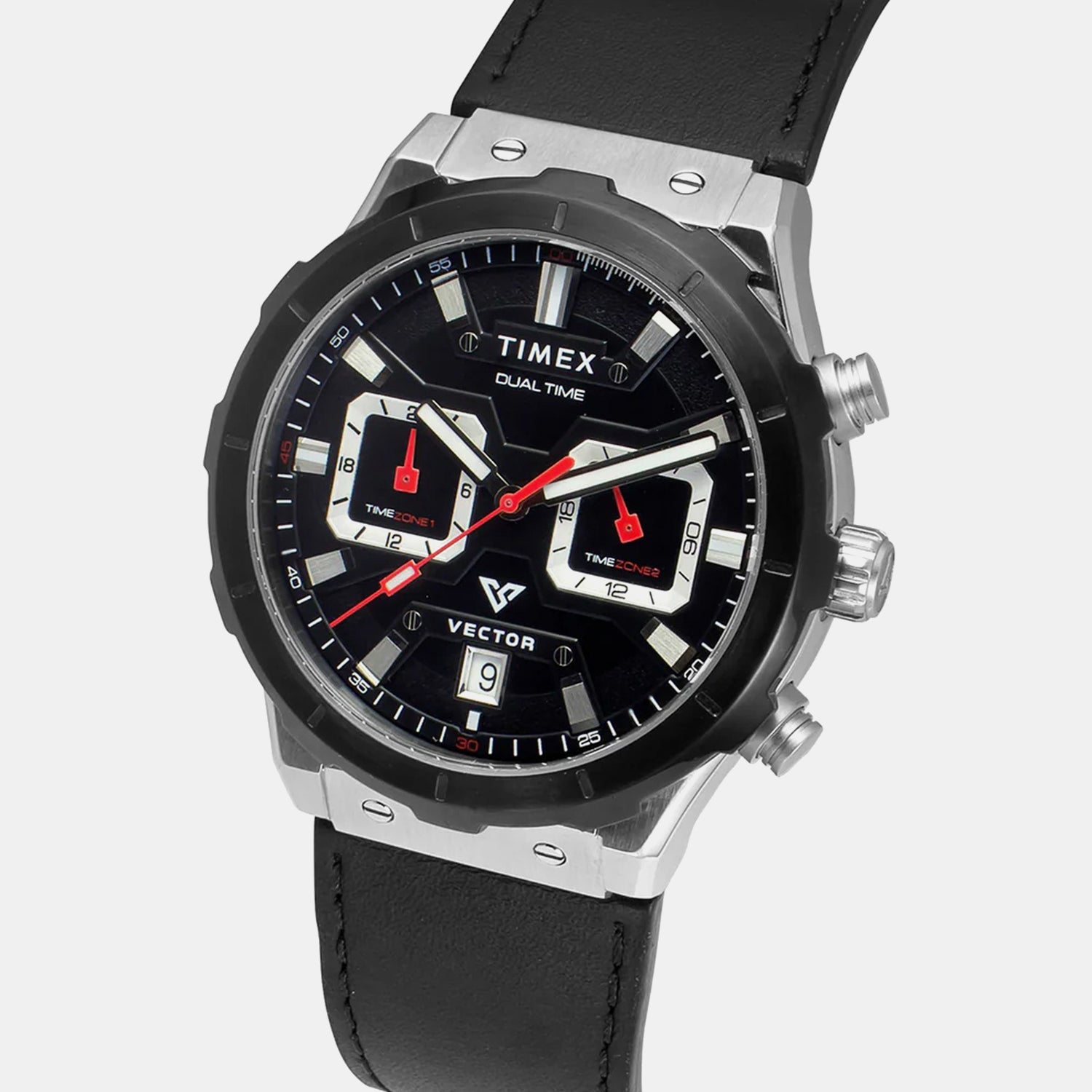 Timex Vector Men Quartz Dial Chronograph Leather Watch Tweg24800