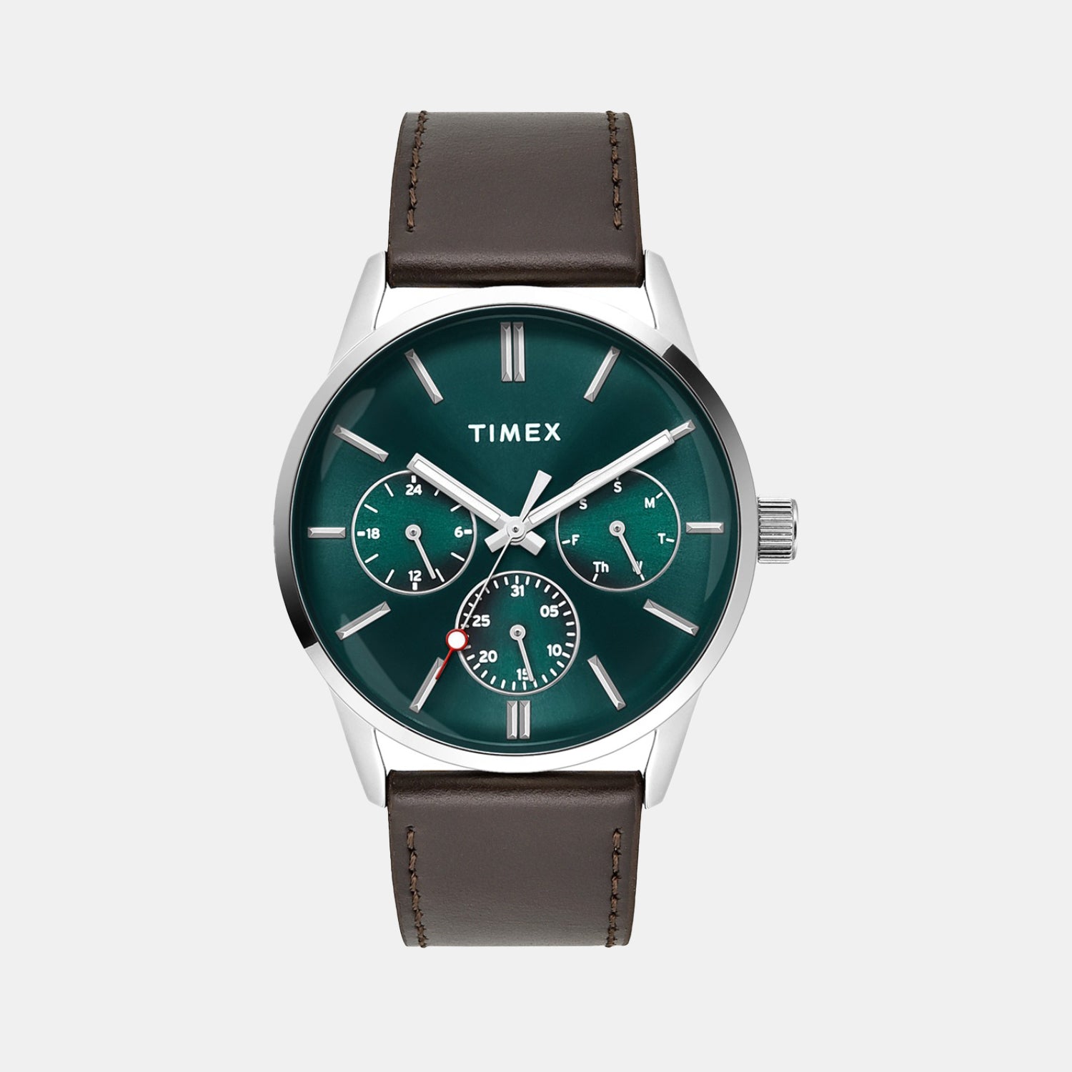 Timex Trendline Men Quartz Teal Dial Multi-Function Leather Watch Tweg25513