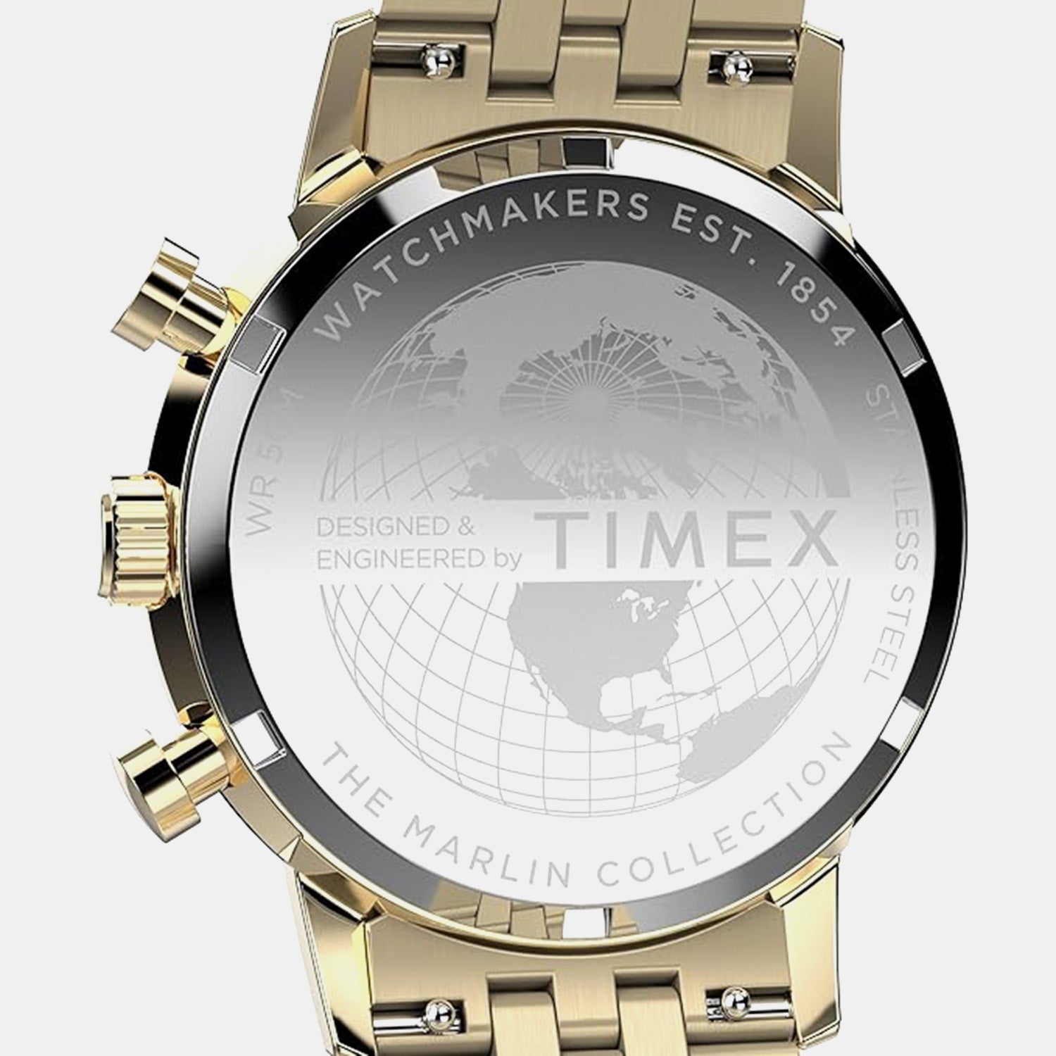 Timex Marlin Men Quartz Black Dial Chronograph Stainless Steel Watch Tweg26706