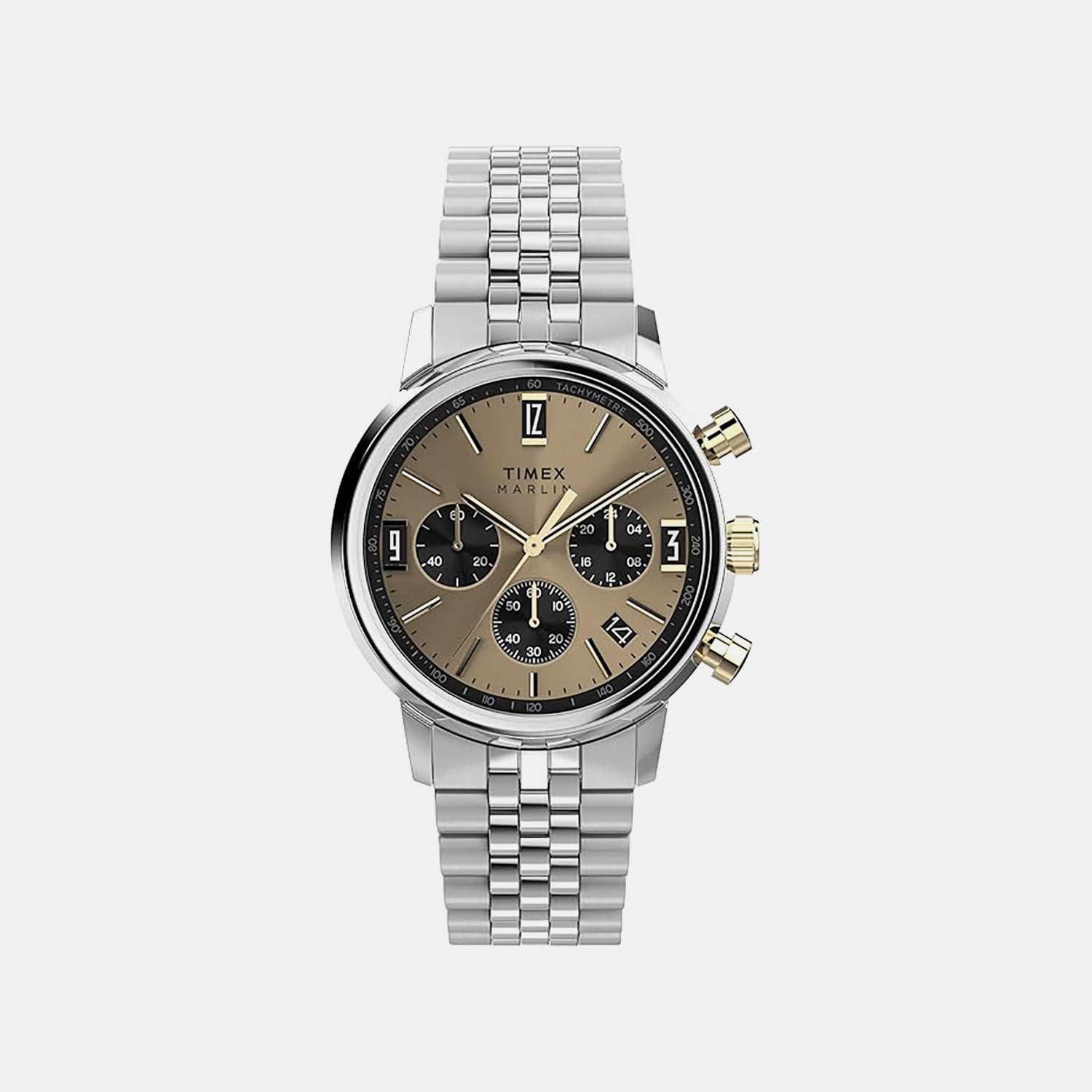 Timex Marlin Men Quartz Champagne Dial Chronograph Stainless Steel Watch Tweg26713