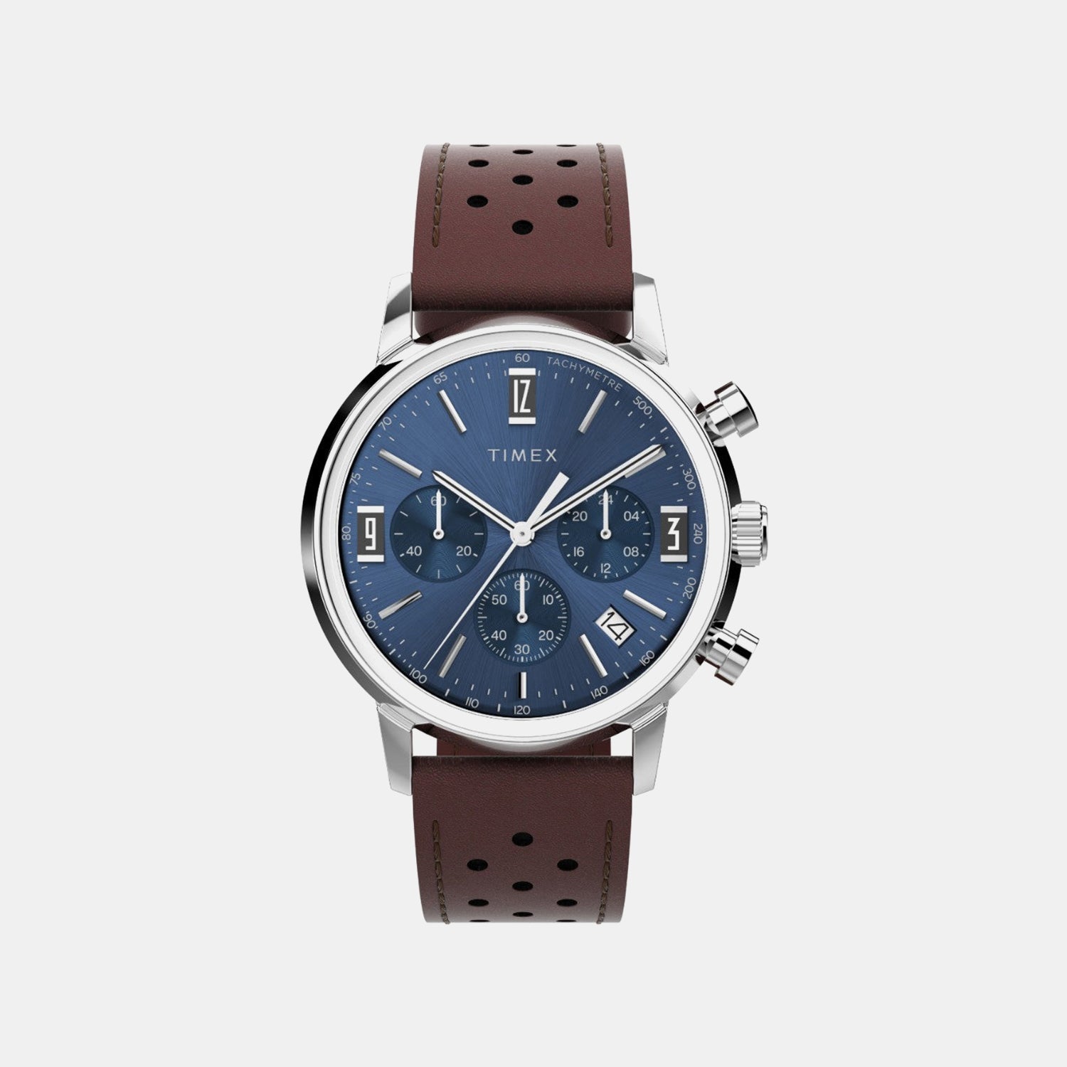 Timex Marlin Men Quartz Blue Dial Chronograph Leather Watch Tweg26714