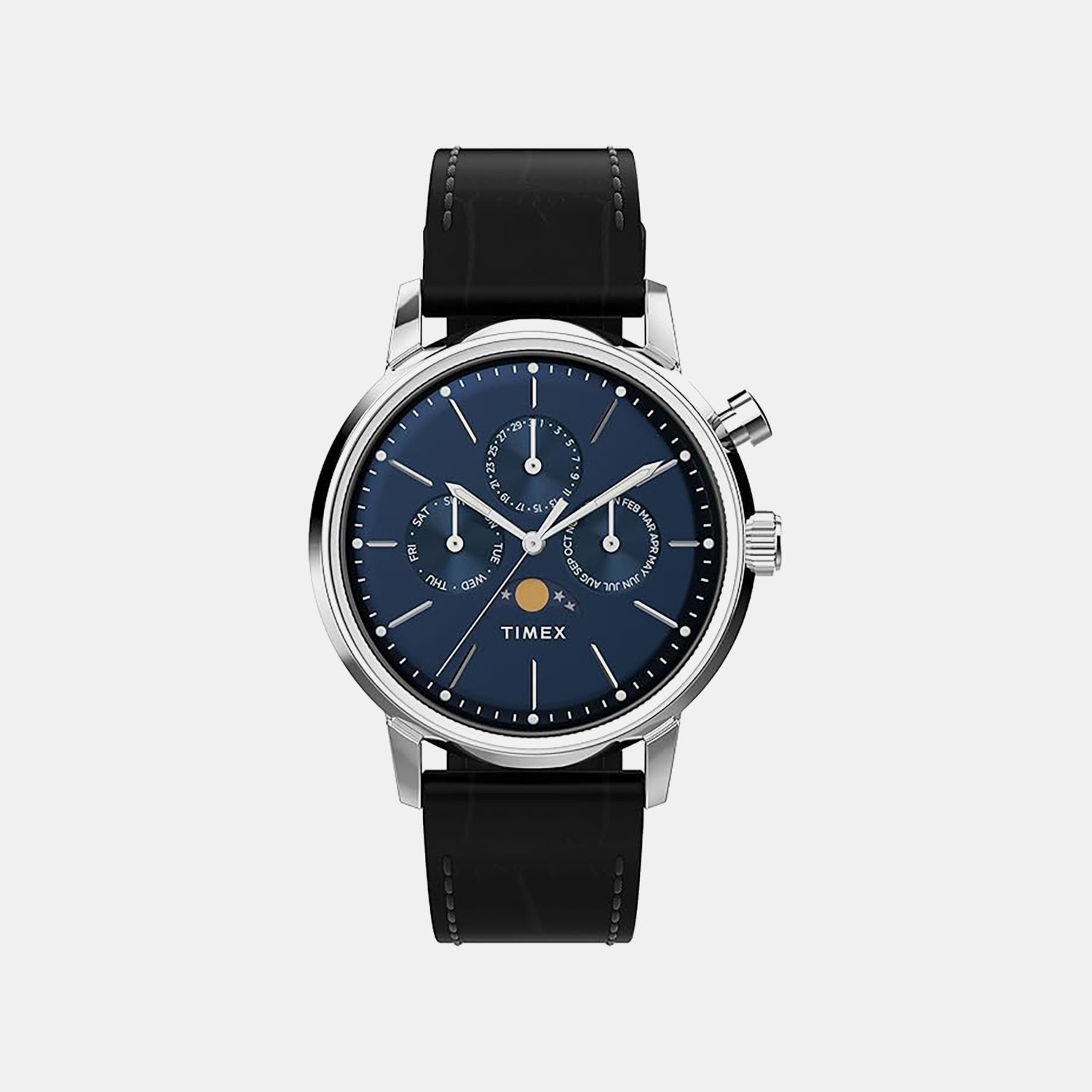 Timex Marlin Men Quartz Blue Dial Chronograph Leather Watch Tweg26803